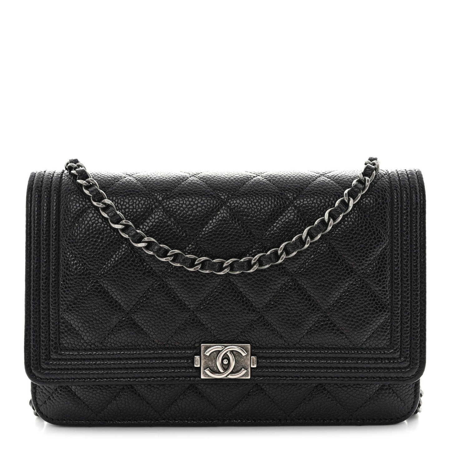 Caviar Quilted Boy Wallet On Chain WOC Black