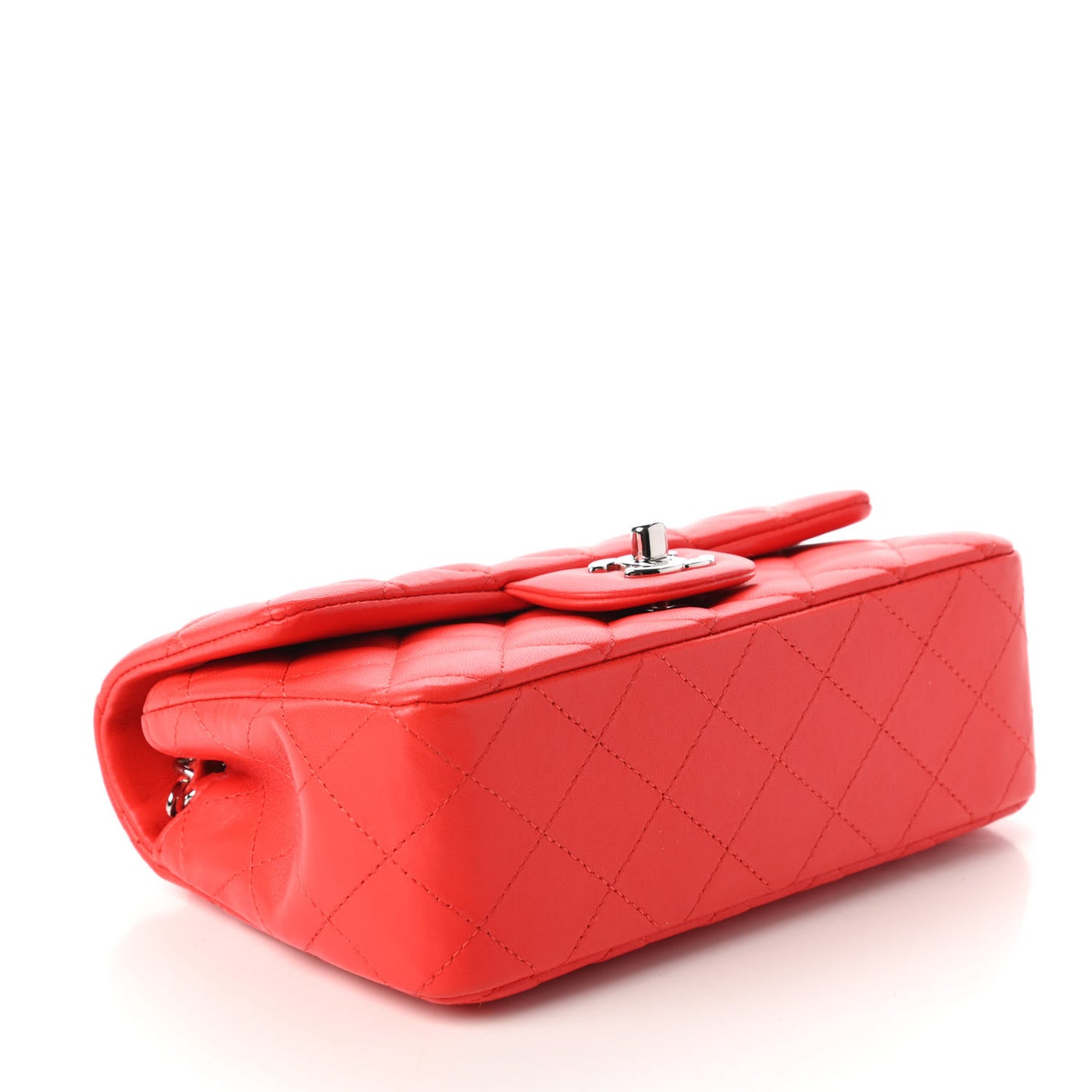 Lambskin Quilted Mini Rectangular Flap Red