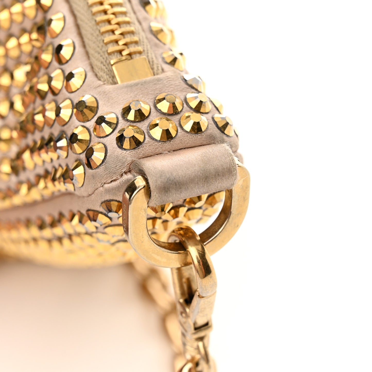 Satin Crystal Triangle Crossbody Pouch Platino