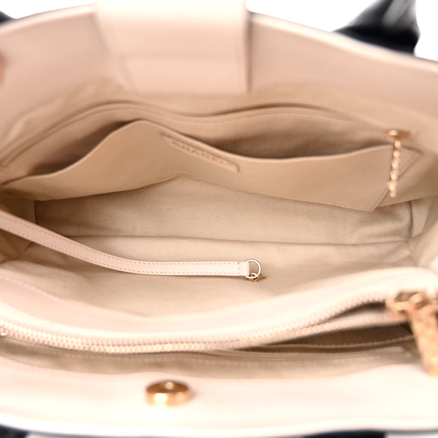 Grained Calfskin Medium Bi-Color Neo Executive Shopper Tote Black Beige Black