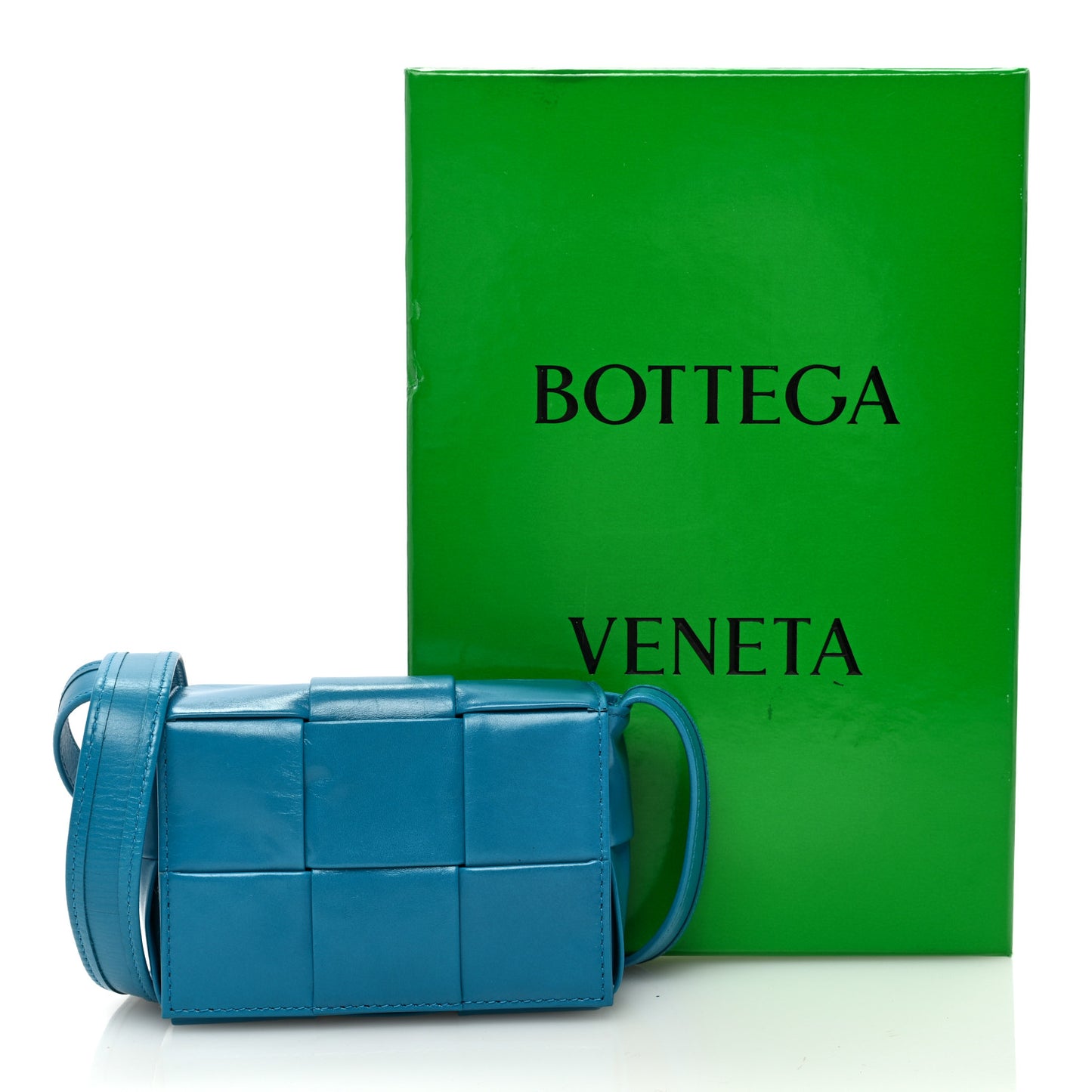 Crinkled Lambskin Maxi Intrecciato Extra Mini Cassette Crossbody Bag Blueprint