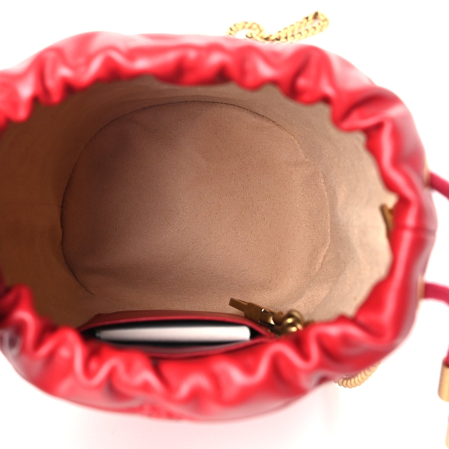 Calfskin Matelasse Mini GG Marmont 2.0 Bucket Bag Hibiscus Red