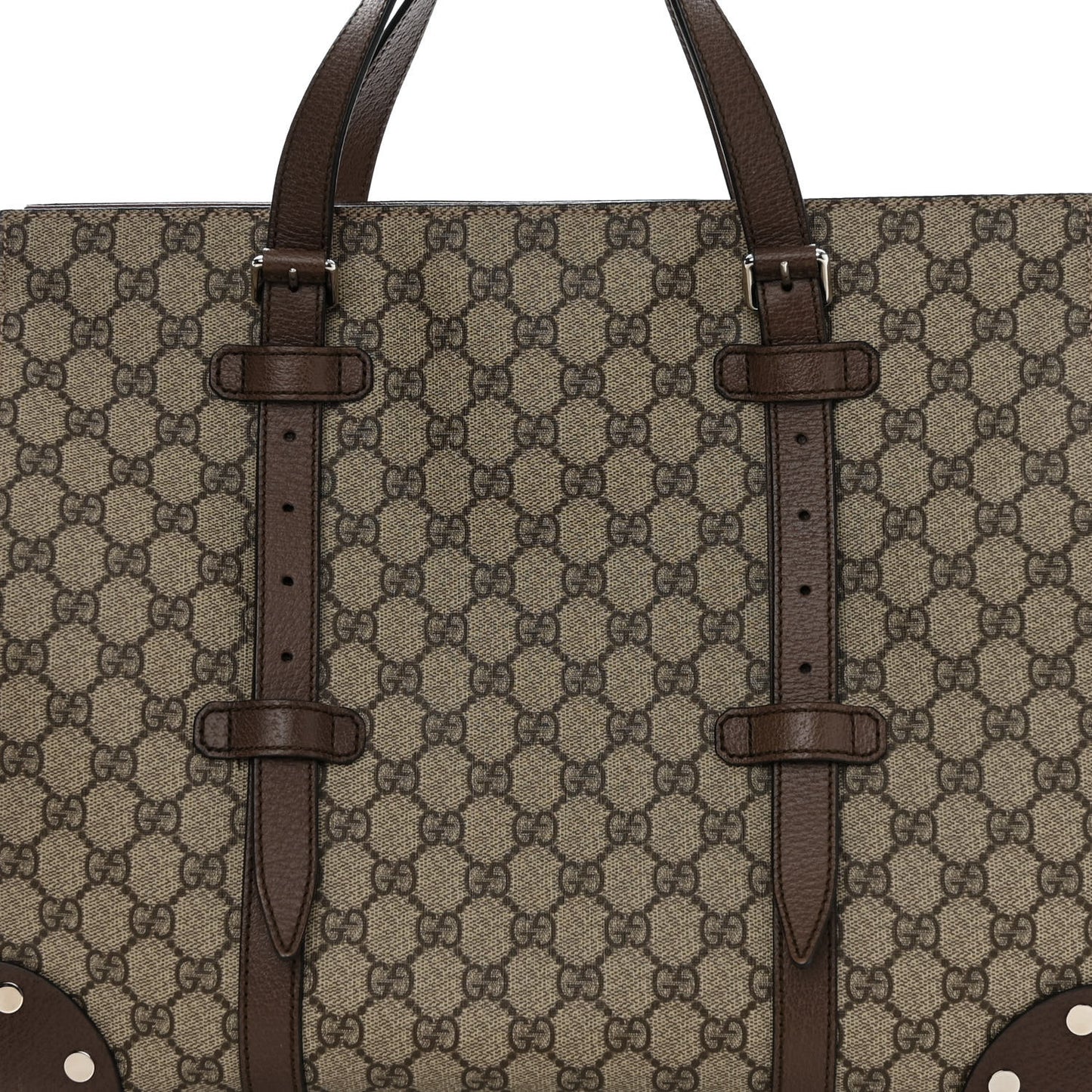 GG Supreme Monogram Textured Dollar Calfskin Medium Detail Tote Beige Ebony New Acero