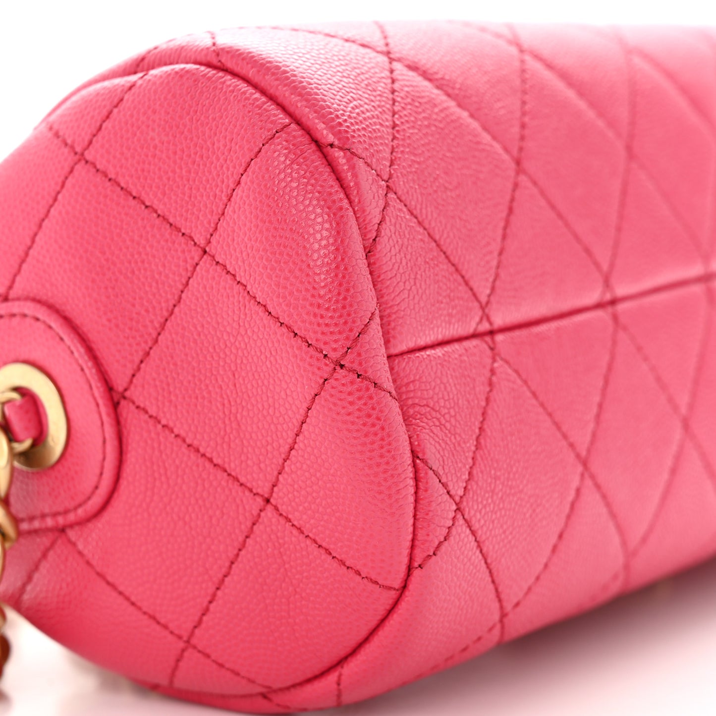 Caviar Quilted Small Fashion Therapy Bowling Bag Dark Pink