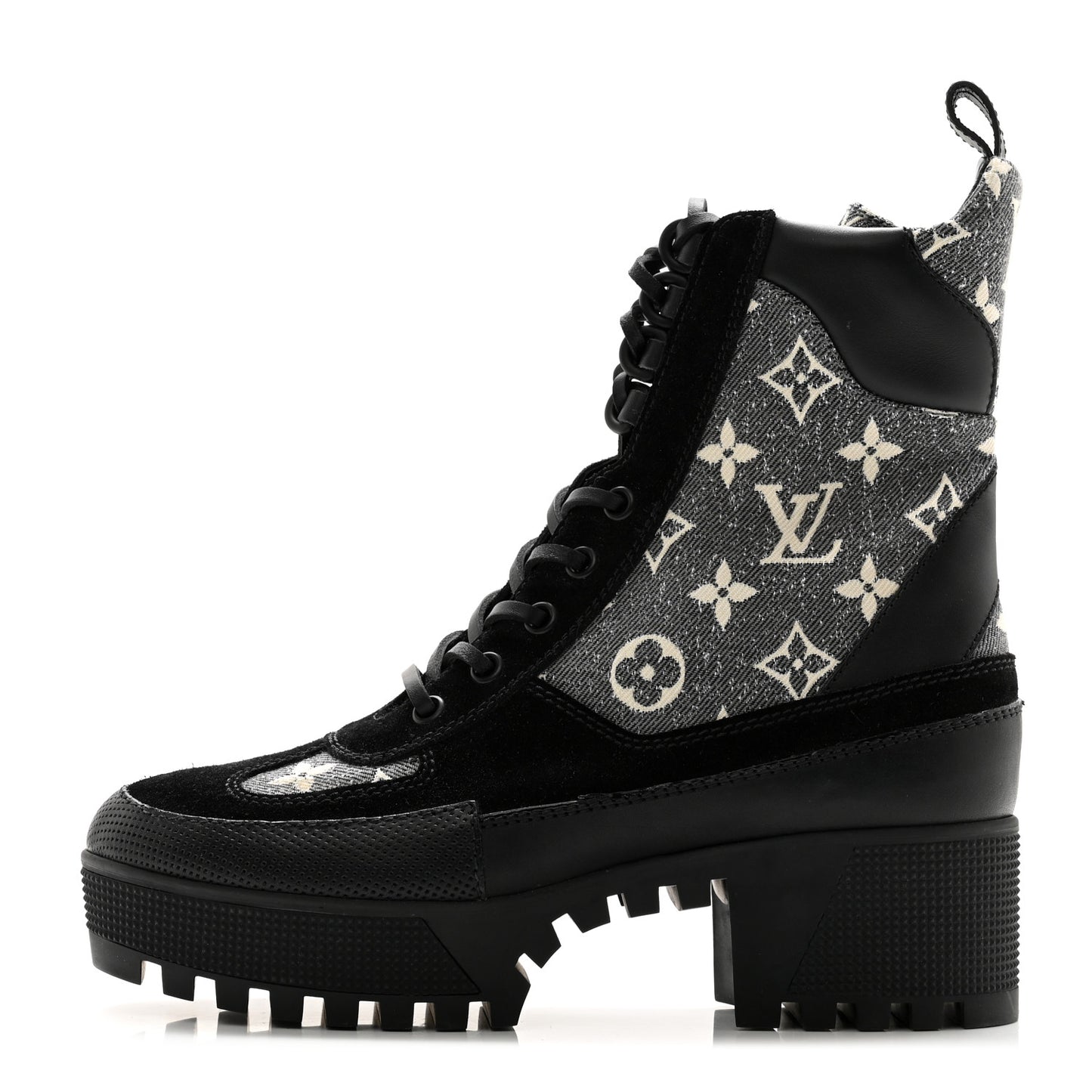 Calfskin Monogram Denim Laureate Platform Desert Boots 37 Grey
