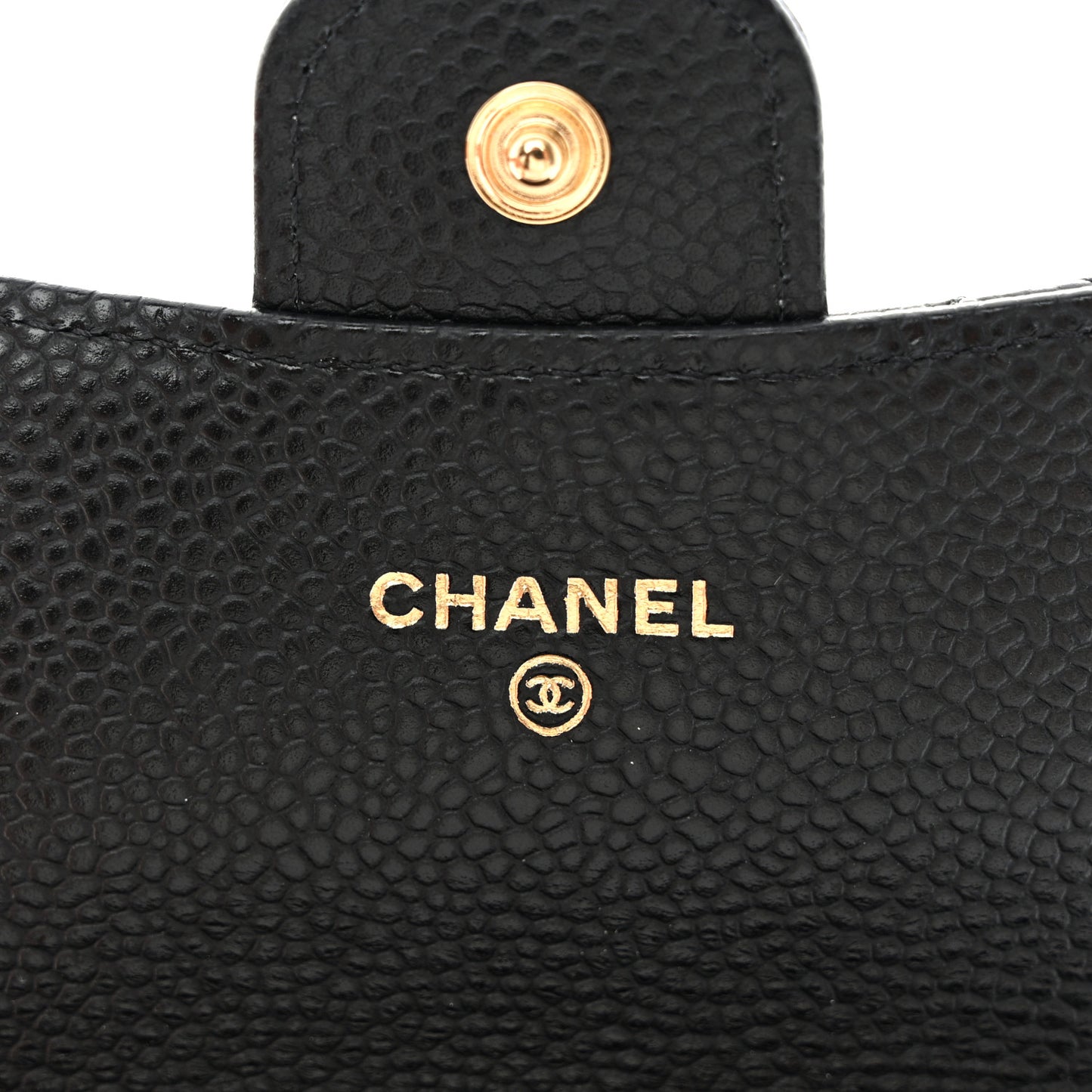 Caviar Quilted Flap Card Holder Wallet Black
