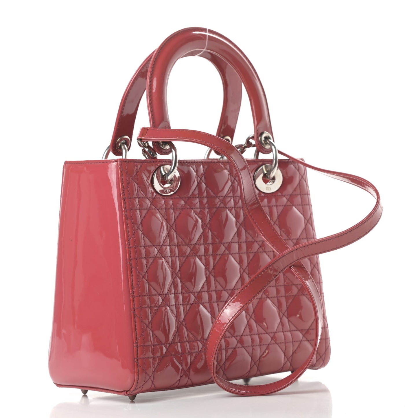 Patent Cannage Medium Lady Dior Dark Pink