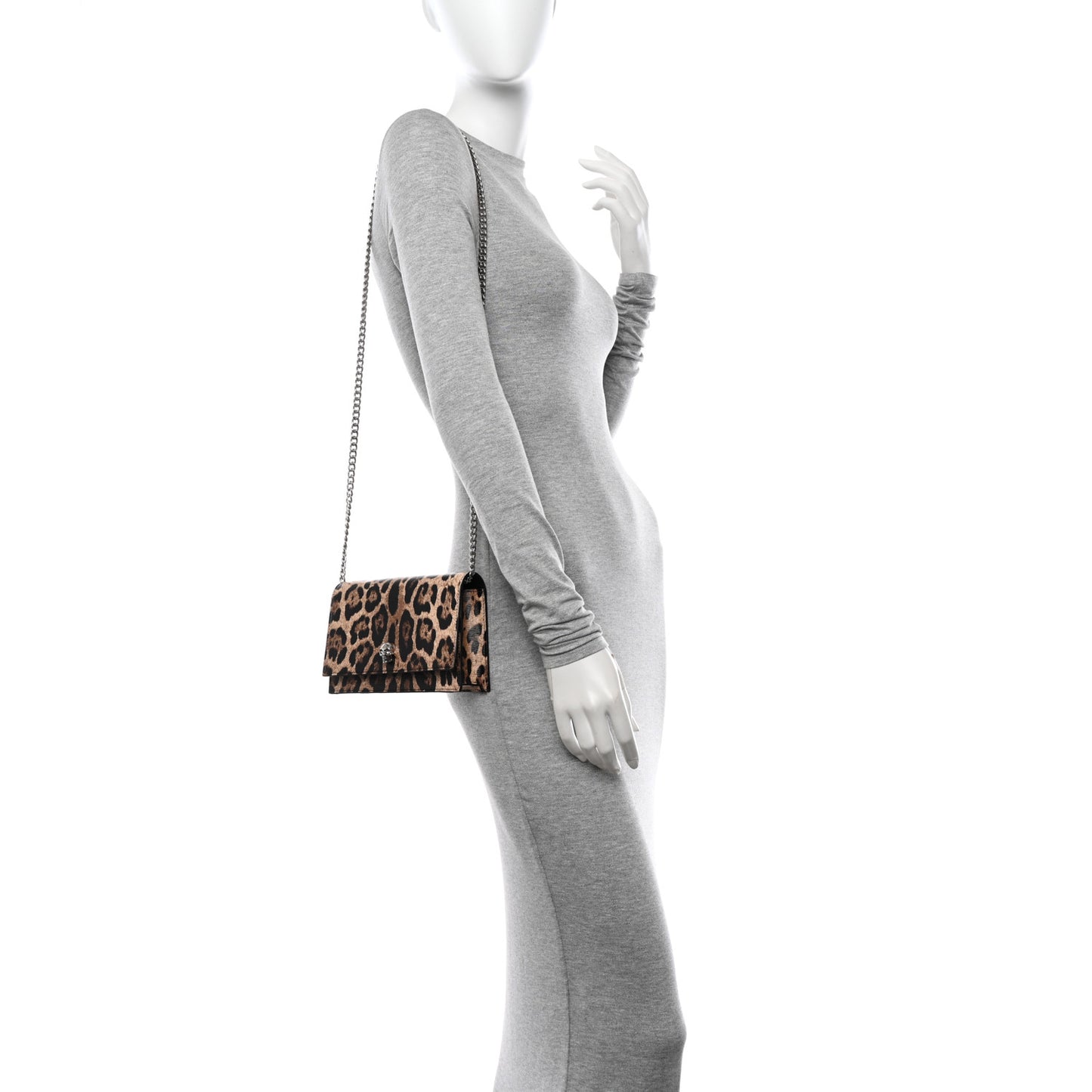 Patent Leopard Print Skull Mini Crossbody Bag