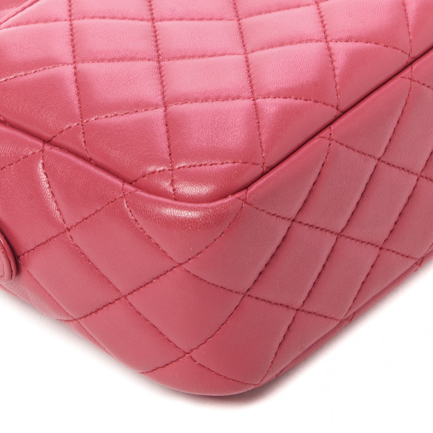 Lambskin Quilted Camera Case Pink