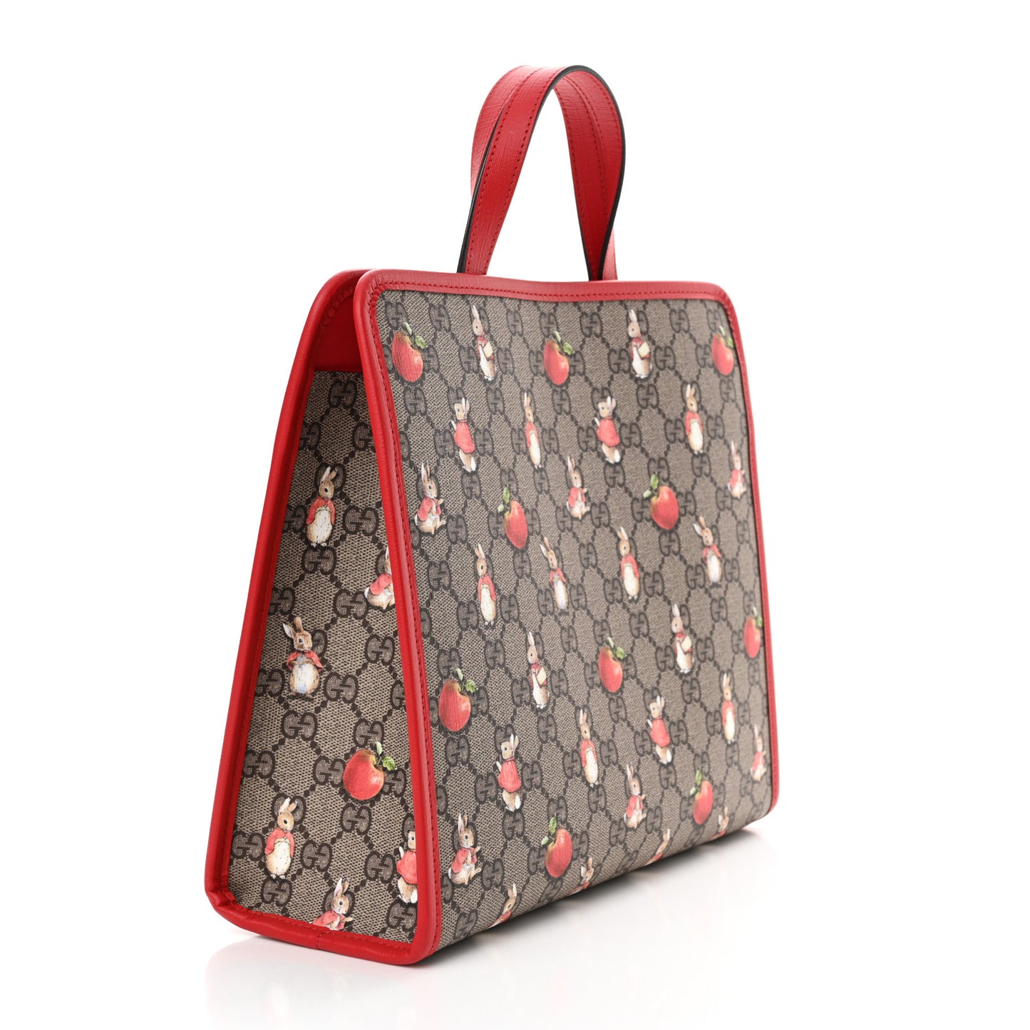 X Peter Rabbit GG Supreme Monogram Rabbit Apple Childrens Tote Beige Ebony Multicolor Bright Hibiscus