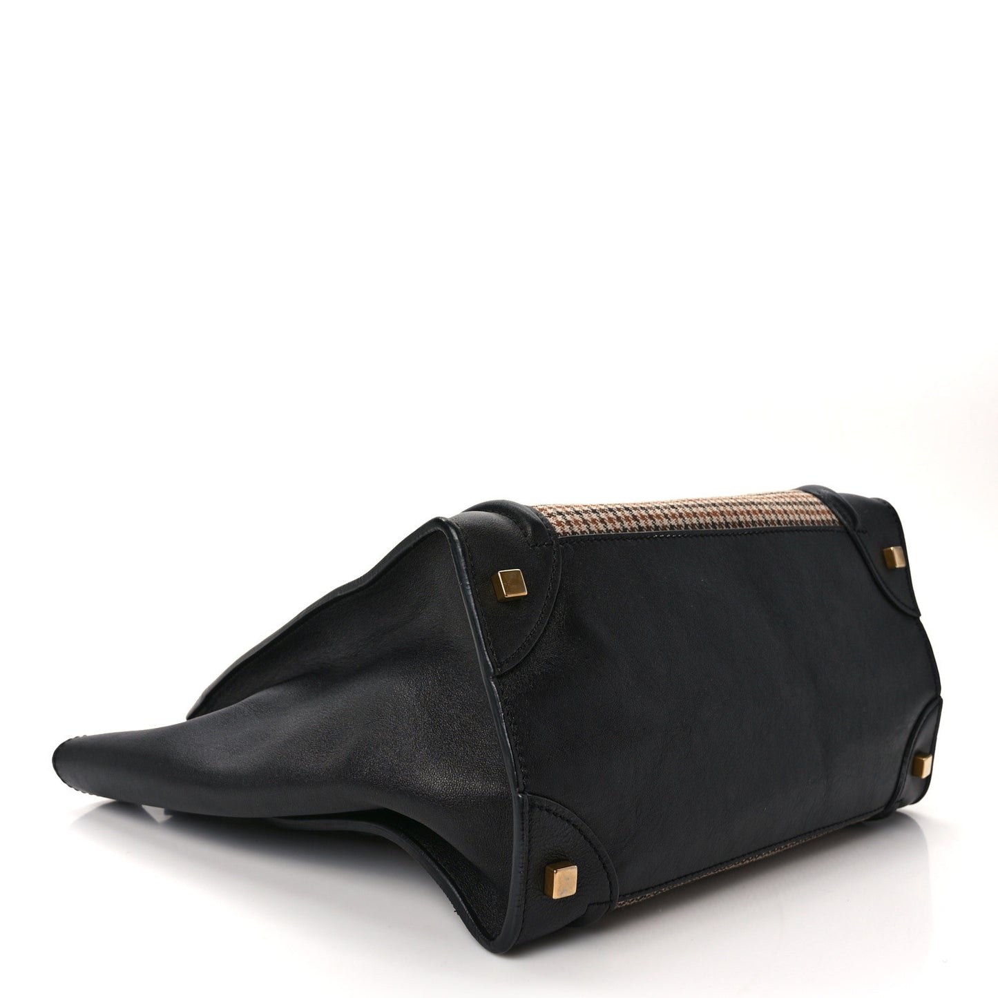 Twill Smooth Calfskin Houndstooth Mini Luggage Dune Black