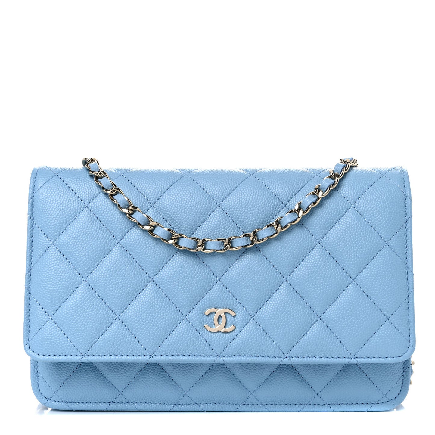 Caviar Quilted Wallet On Chain WOC Blue