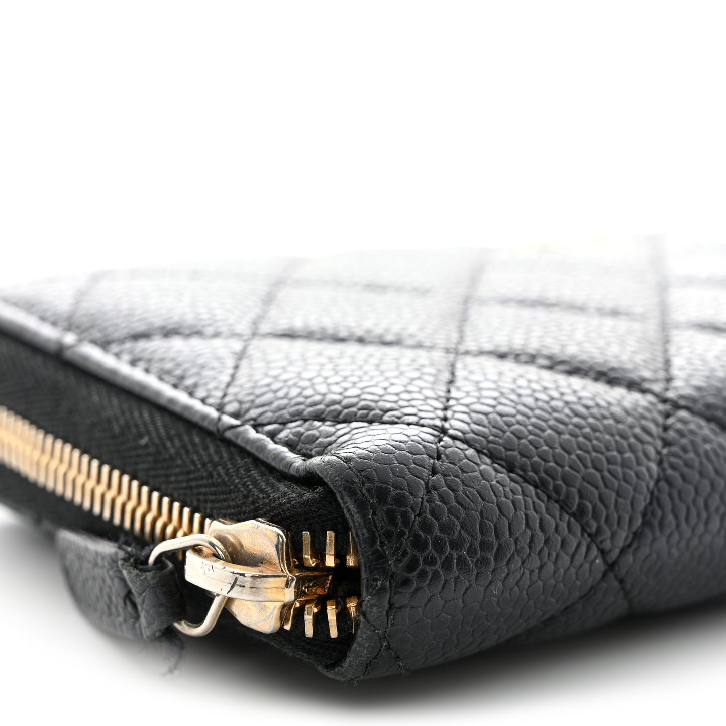 Caviar Quilted Large Gusset Zip Around Wallet Black