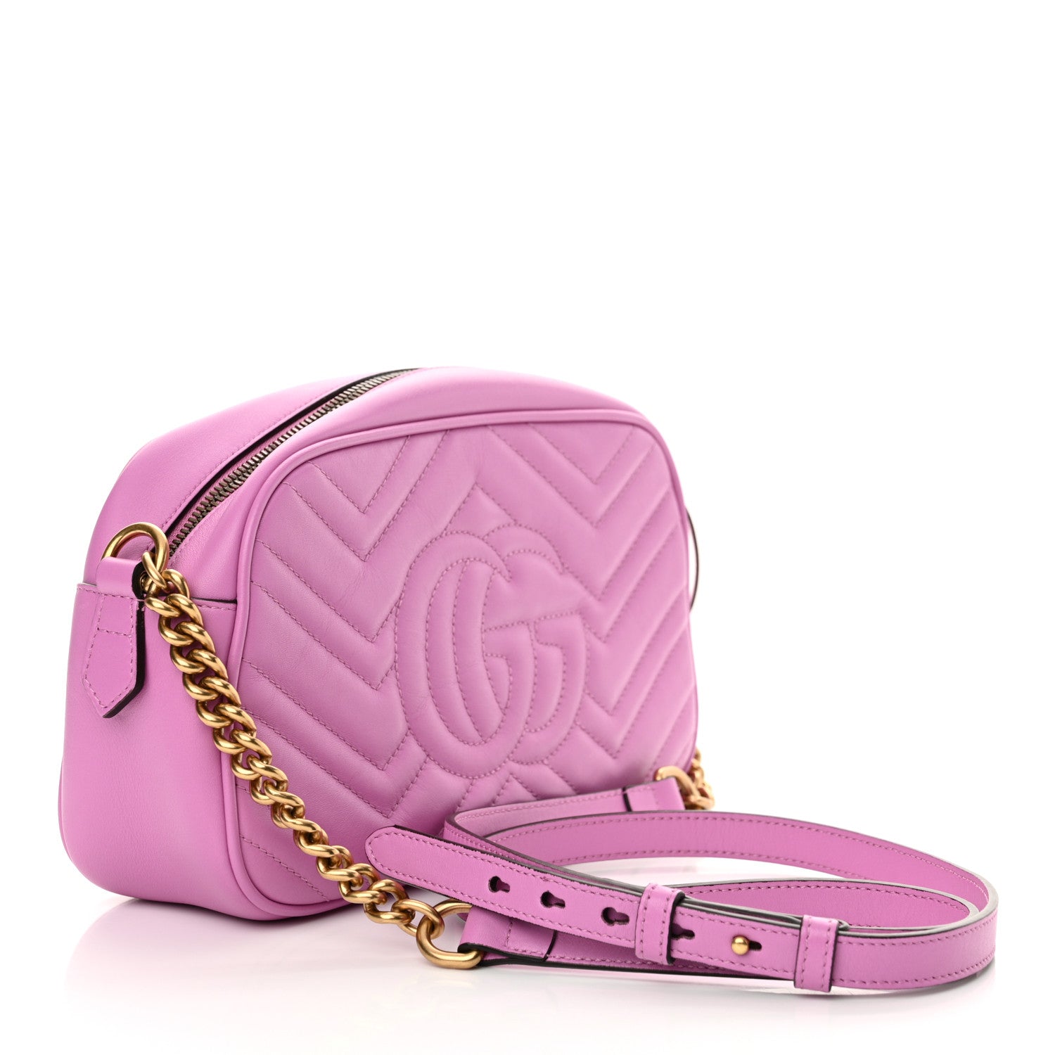 Gucci Calfskin Matelasse Small GG Marmont Chain Shoulder Bag Candy Mousse 3 of 10