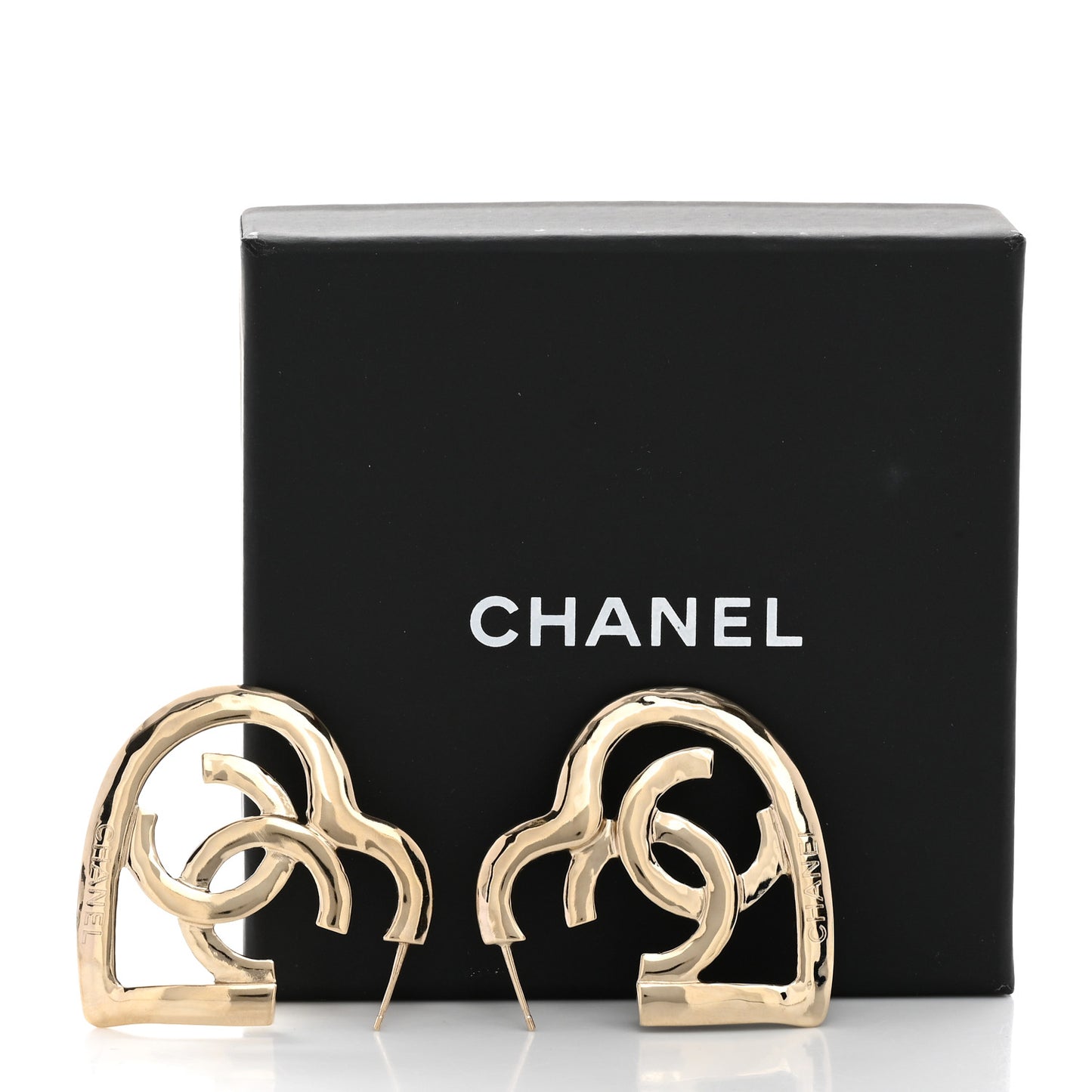 Metal CC Heart Coco In Love Hoop Earrings Gold