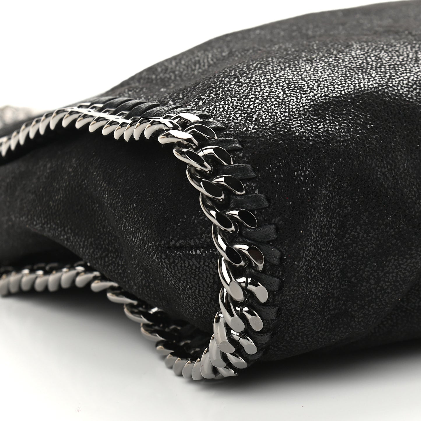 Embellished Shaggy Deer Small Falabella Fold Over Tote Black