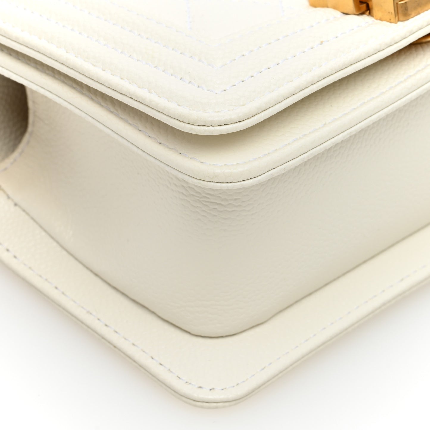 Caviar Quilted Mini Boy Flap White