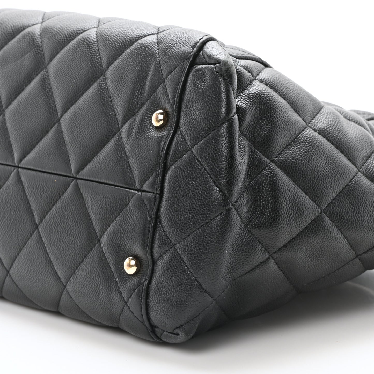 Caviar Quilted Large Shopping Tote Black