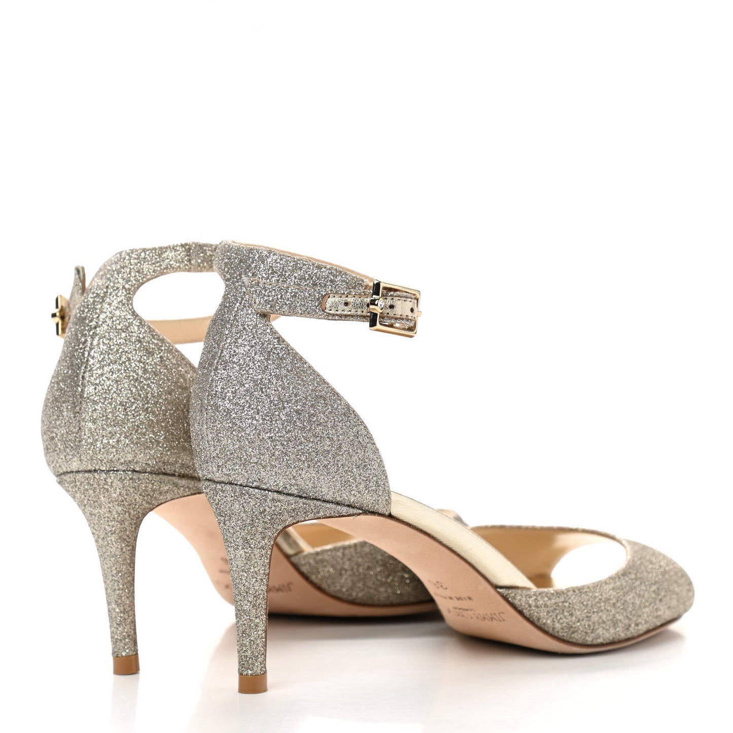 Glitter Ankle Strap Pumps 36 Gold