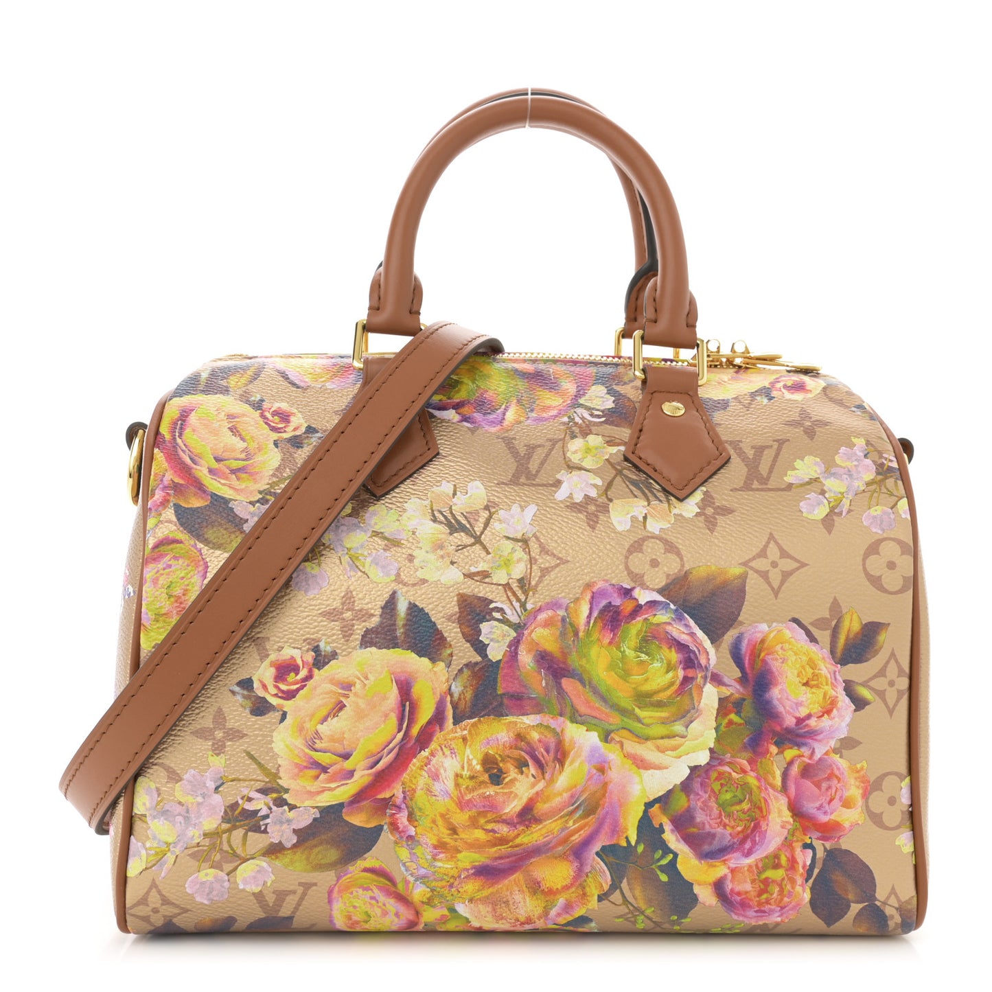Metallic Monogram LV Garden Speedy Bandouliere 25 Gold