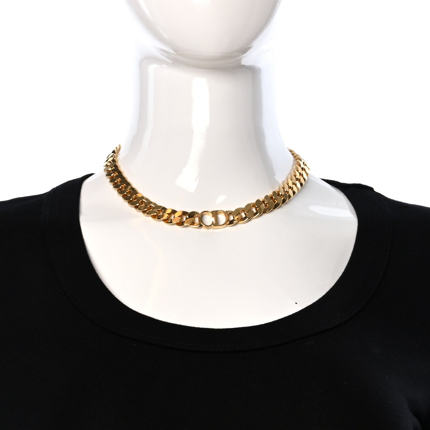 Metal CD Choker Necklace Gold