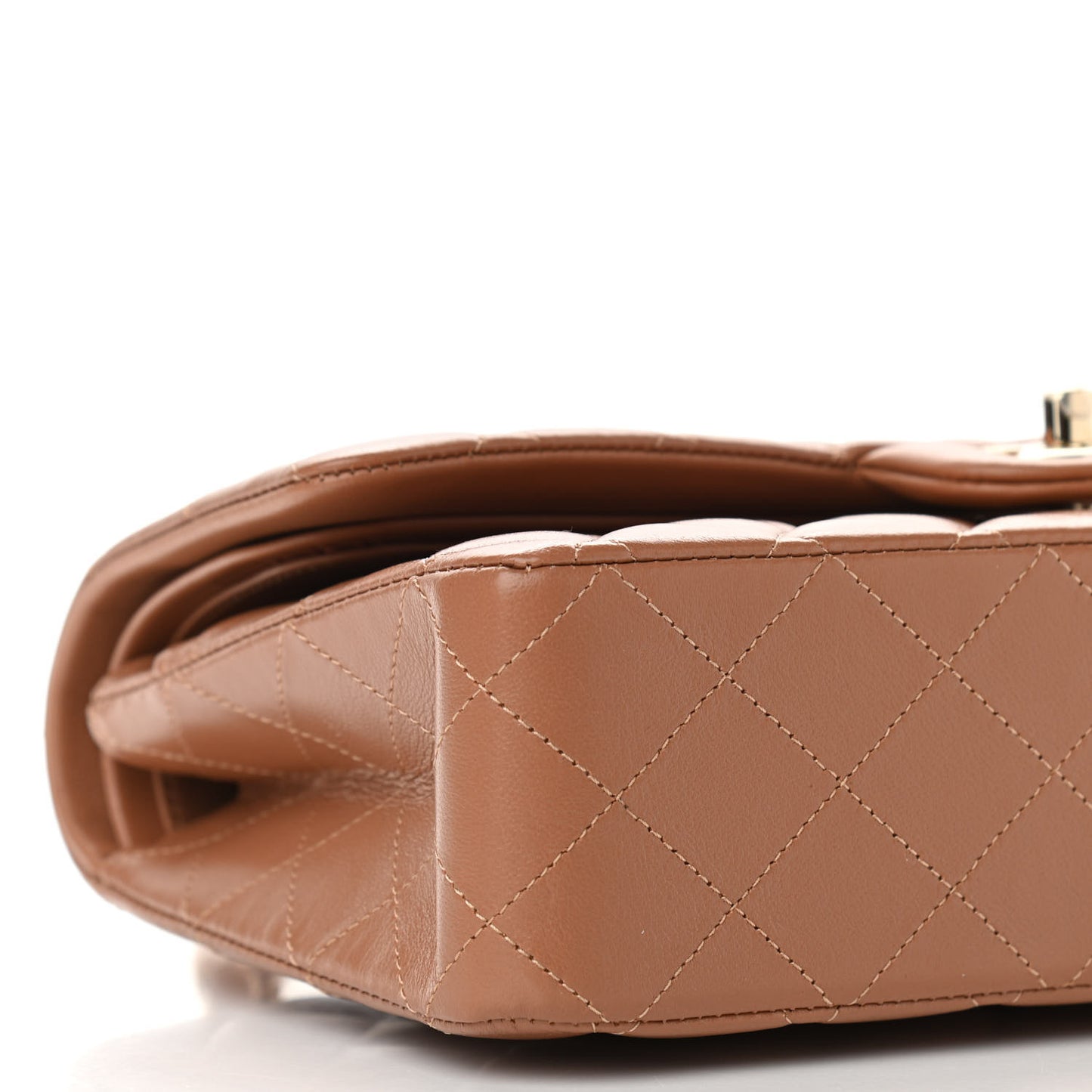 Lambskin Quilted Medium Double Flap Brown