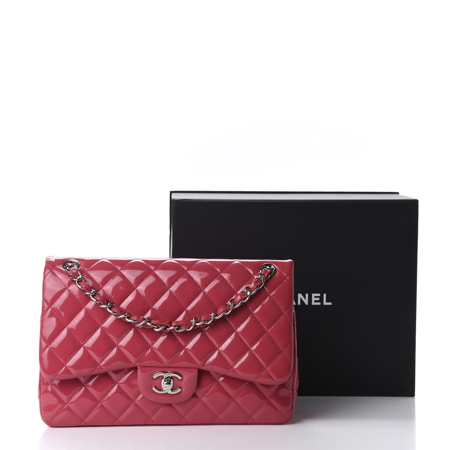 Patent Quilted Jumbo Double Flap Pink