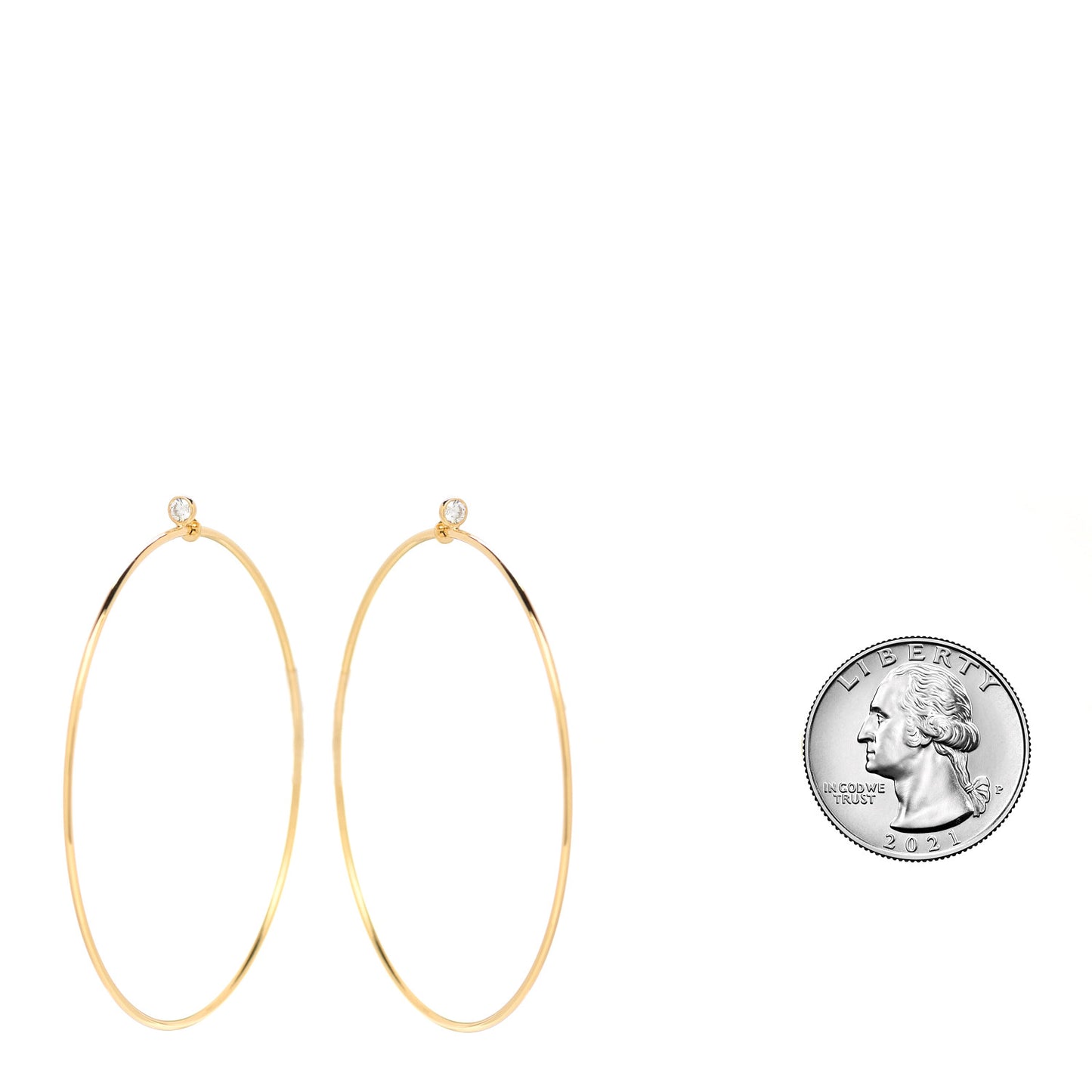 18K Yellow Gold Diamond Large Elsa Peretti Hoop Earrings