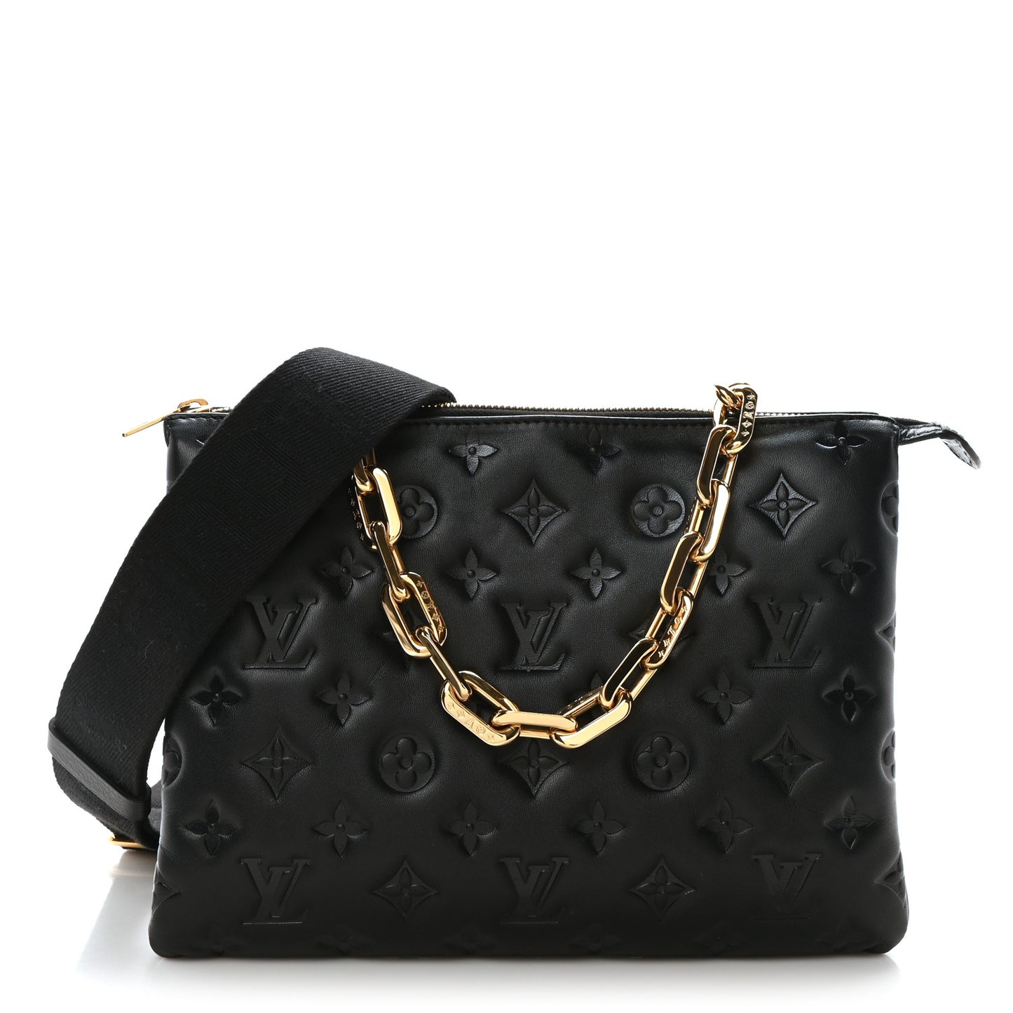Lambskin Embossed Monogram Coussin PM Black