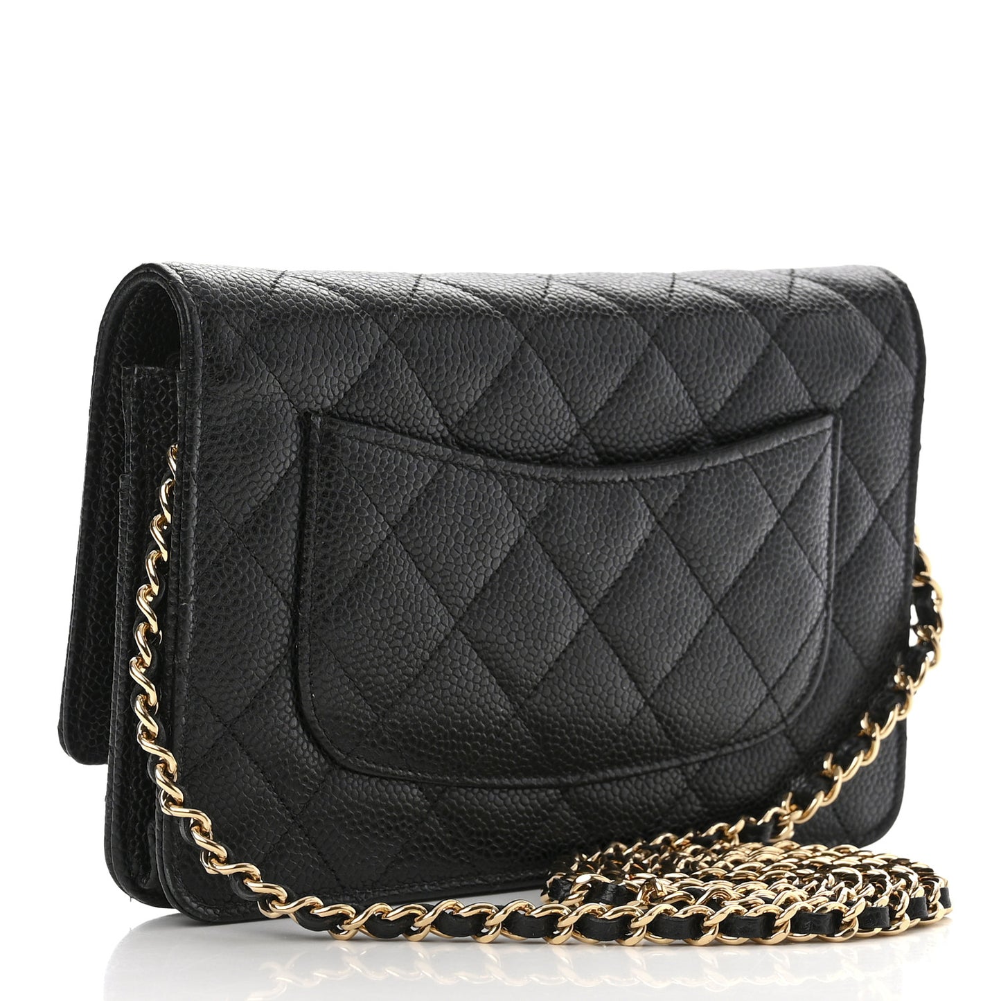 Caviar Quilted Wallet on Chain WOC Black