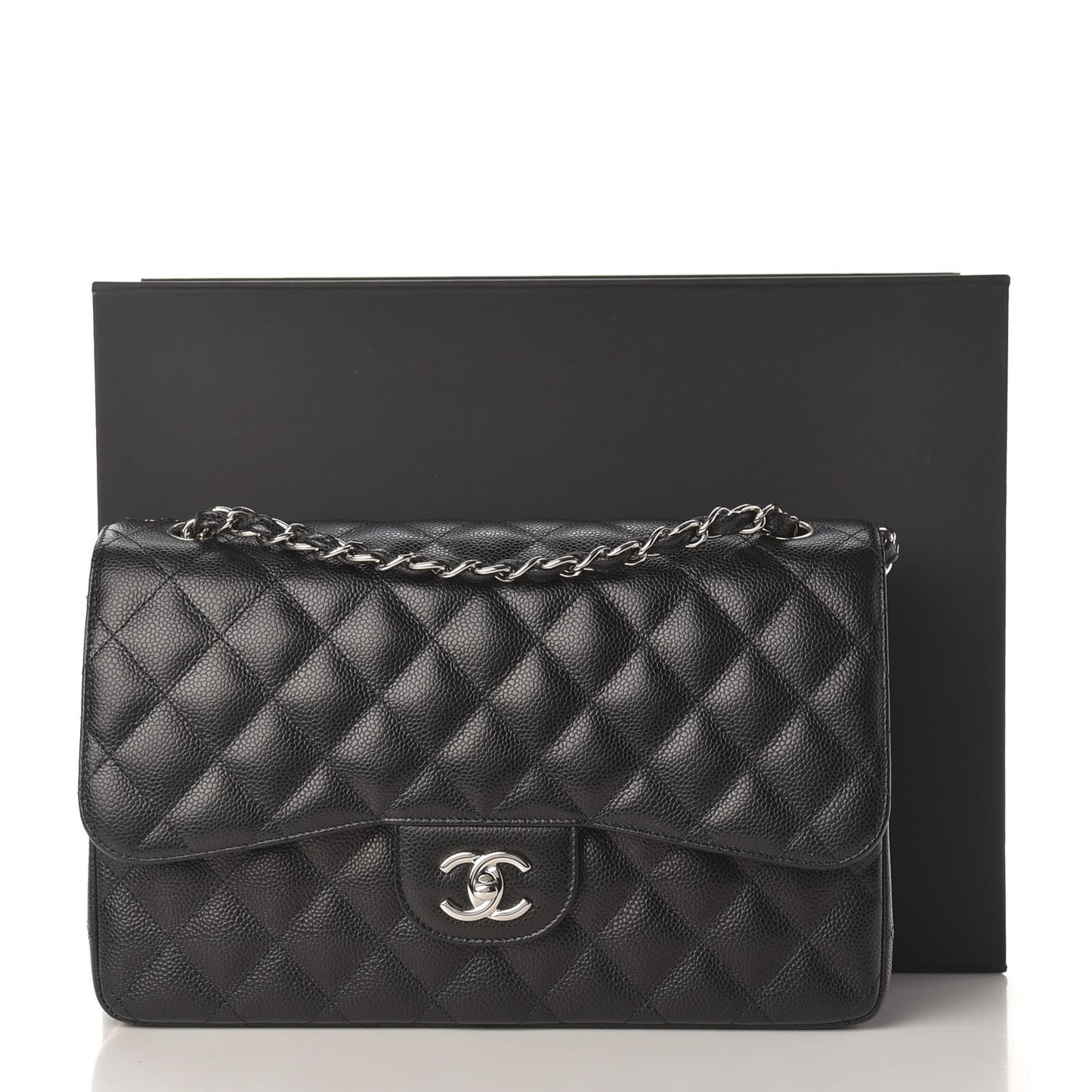 Caviar Quilted Jumbo Double Flap Black