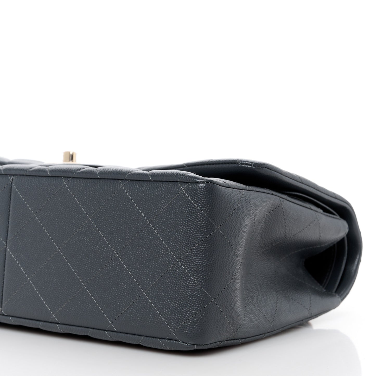 Caviar Quilted Jumbo Double Flap Dark Grey