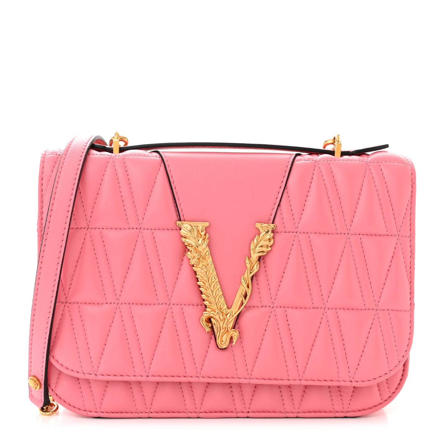 Nappa Quilted Virtus Top Handle Shoulder Bag Blush