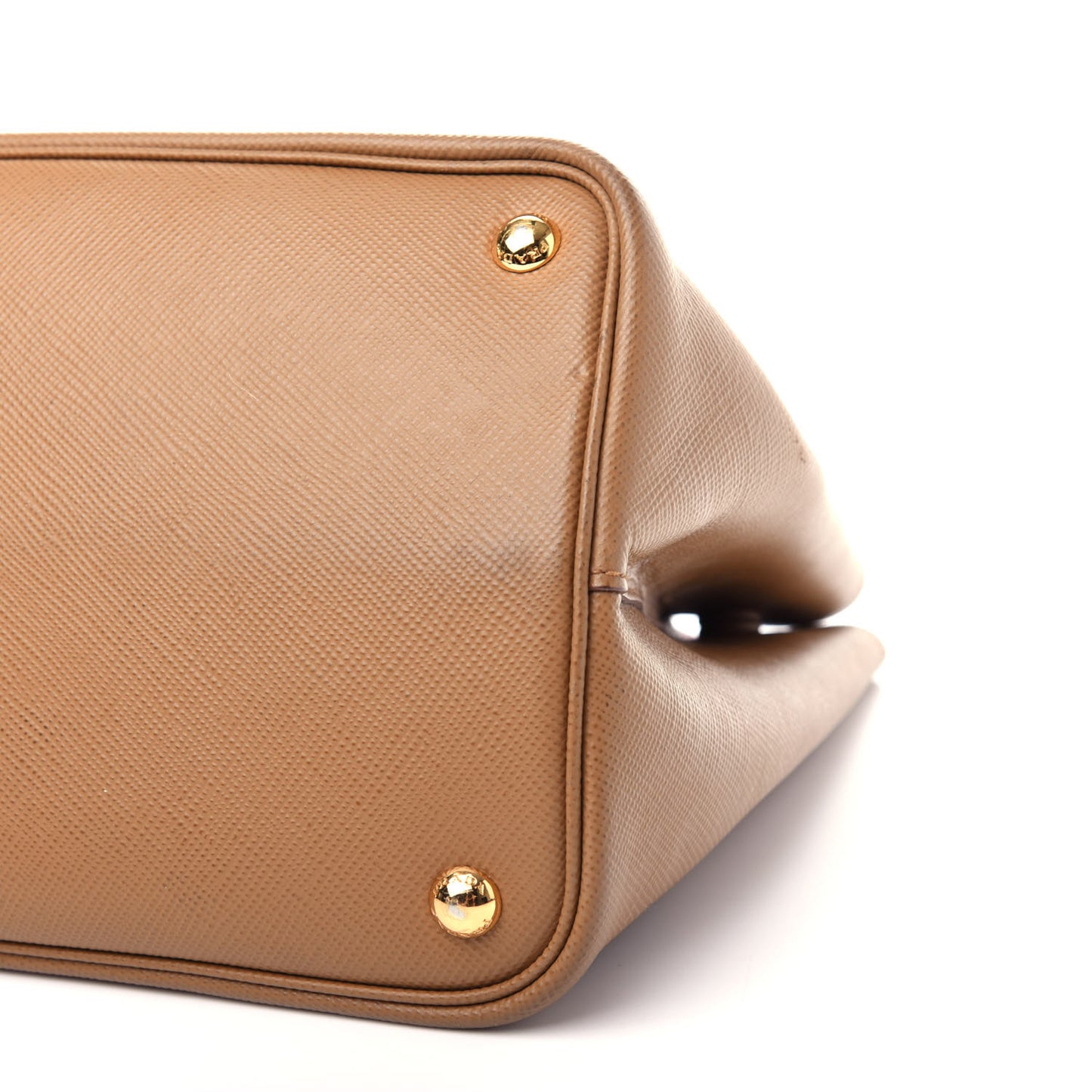 Saffiano Cuir Large Double Bag Caramel Fuoco