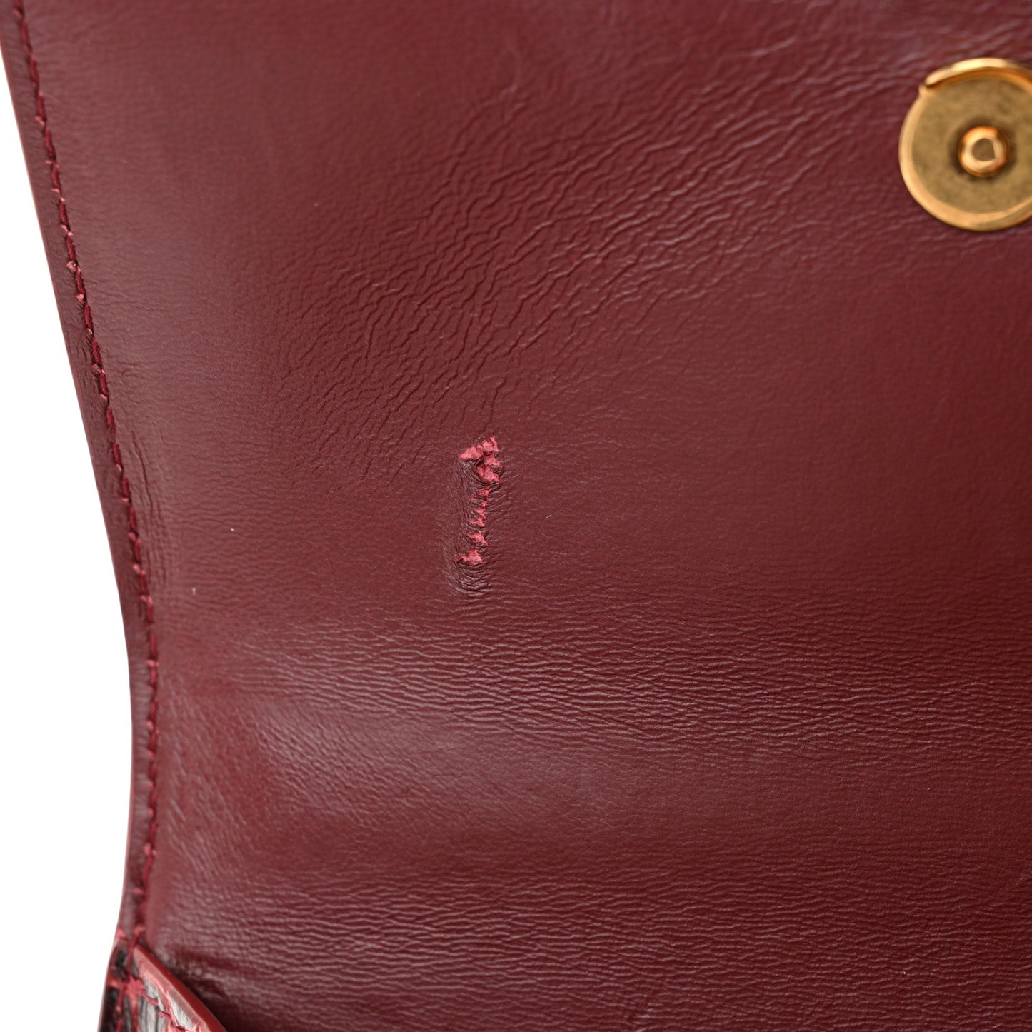 Shiny Calfskin Crocodile Embossed Hourglass Top Handle Bag XS Dark Red