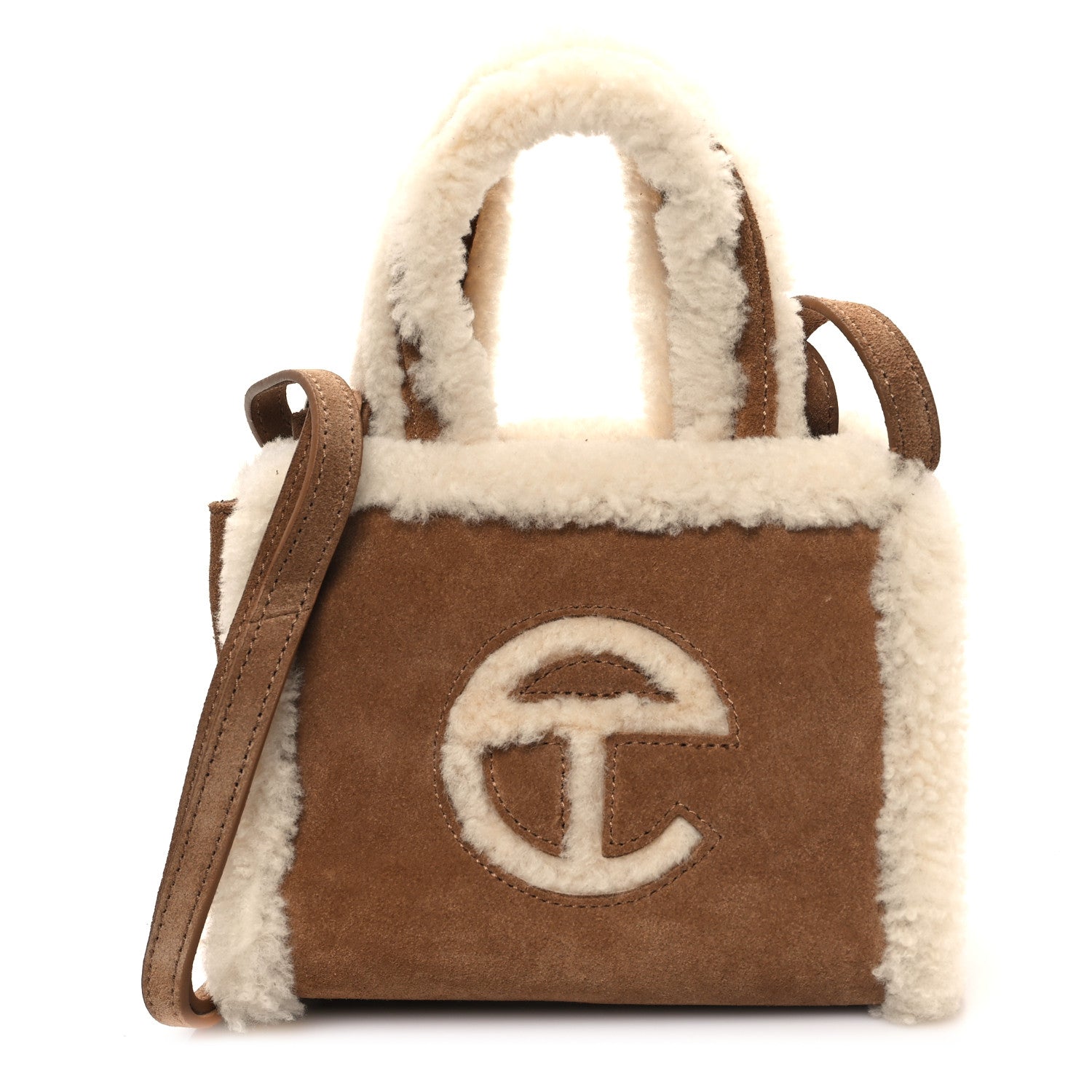 Telfar X UGG Suede shearling Small Shopping Bag Chestnut 1 of 12