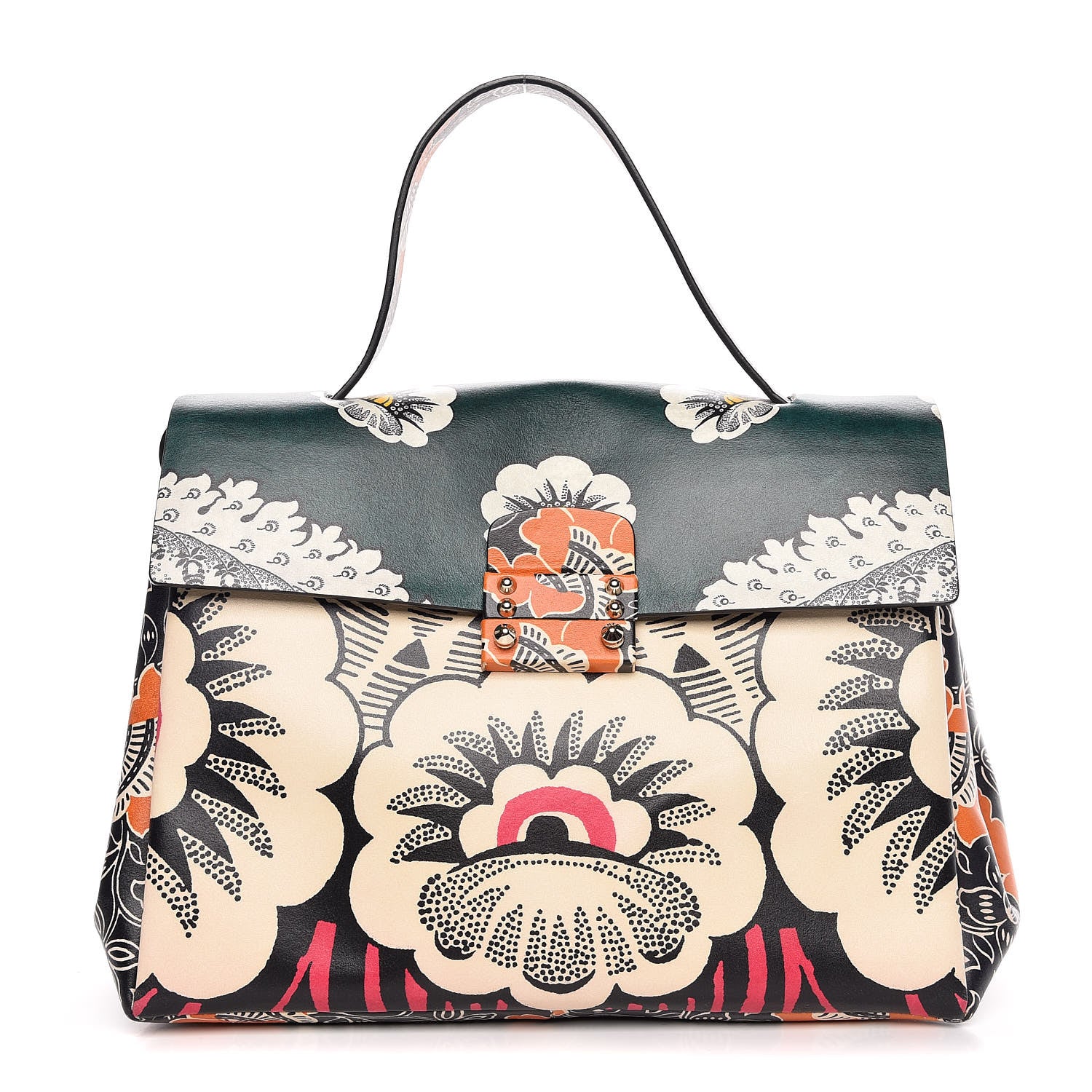 Valentino Garavani Calfskin Floral Print Mime Single Handle Bag