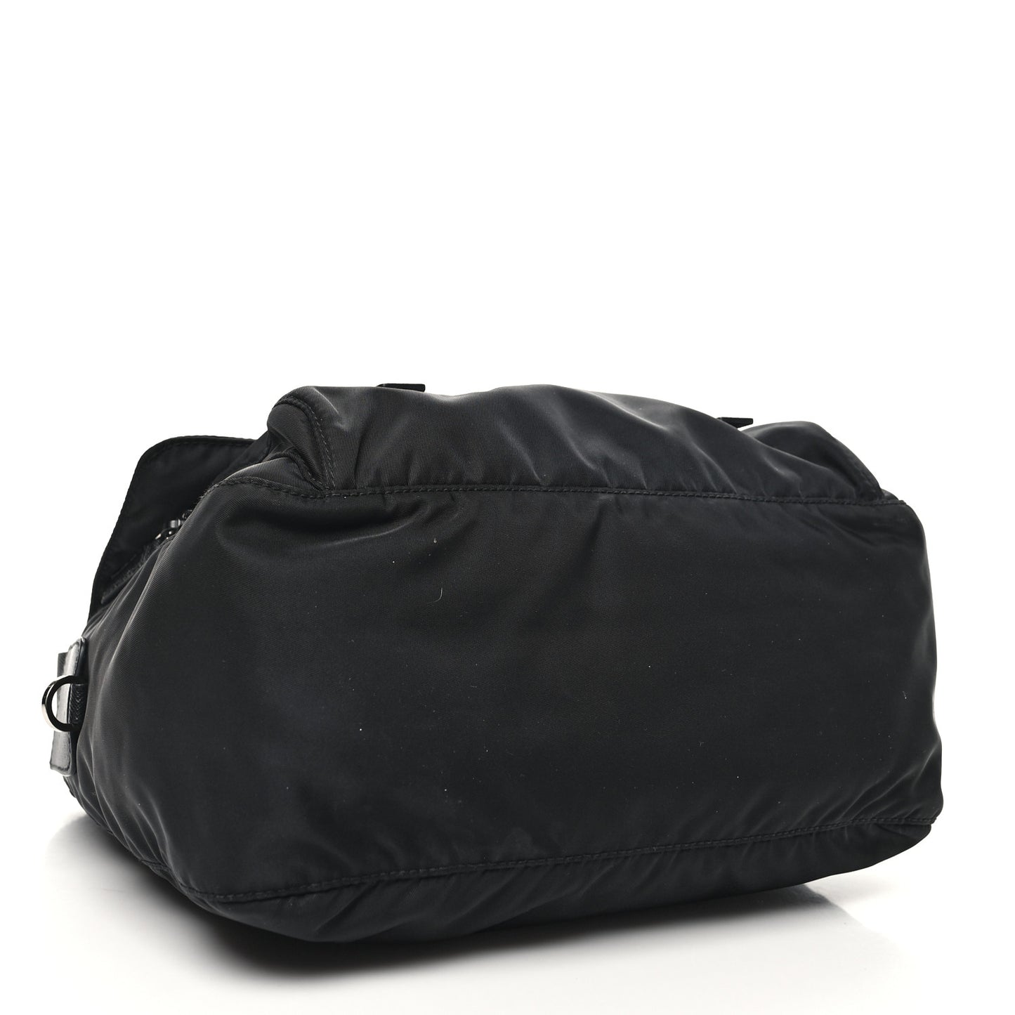 Re-Nylon Vela Saffiano Double Buckle Messenger Shoulder Bag Black