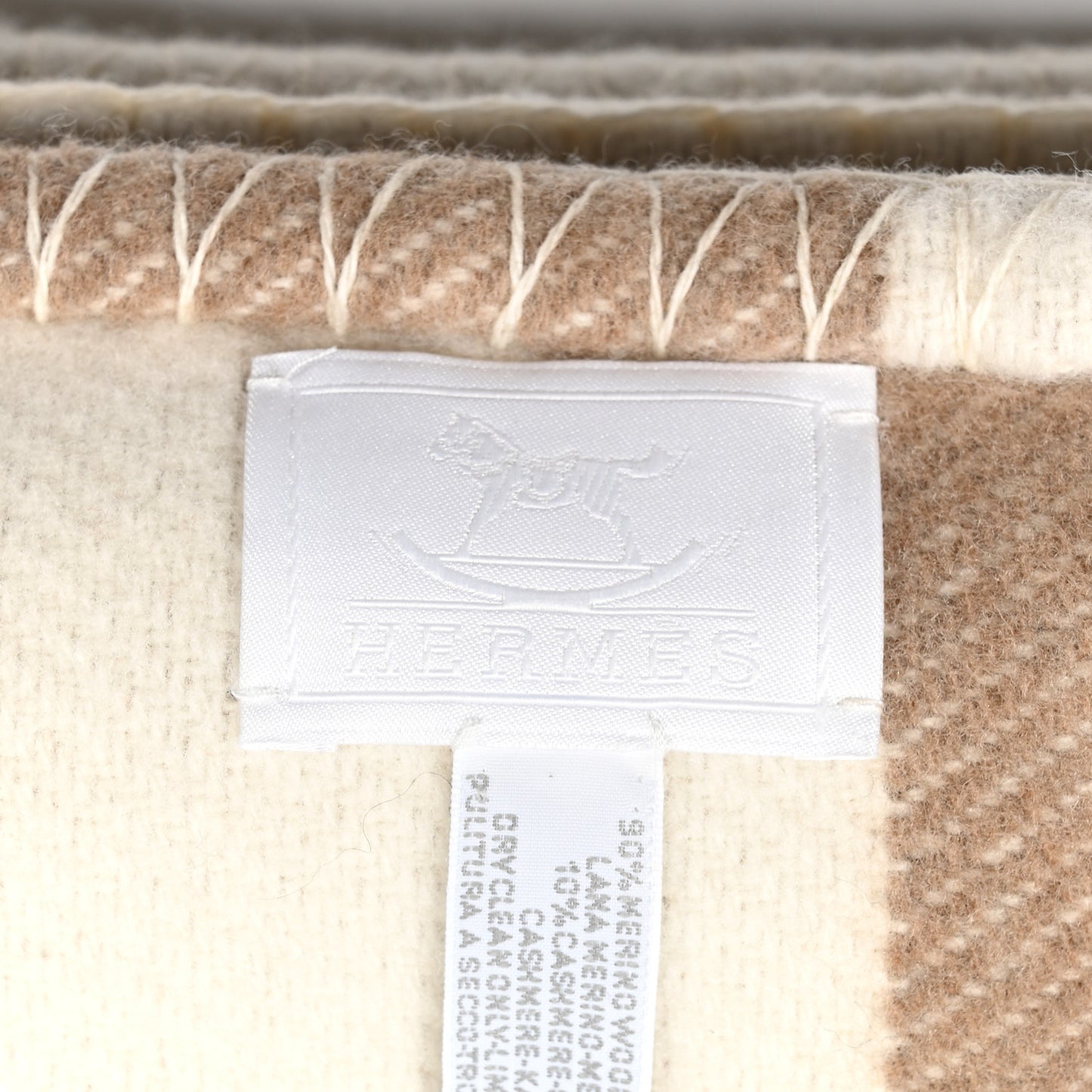 Wool Cashmere Avalon Baby Blanket Noisette Moyen White