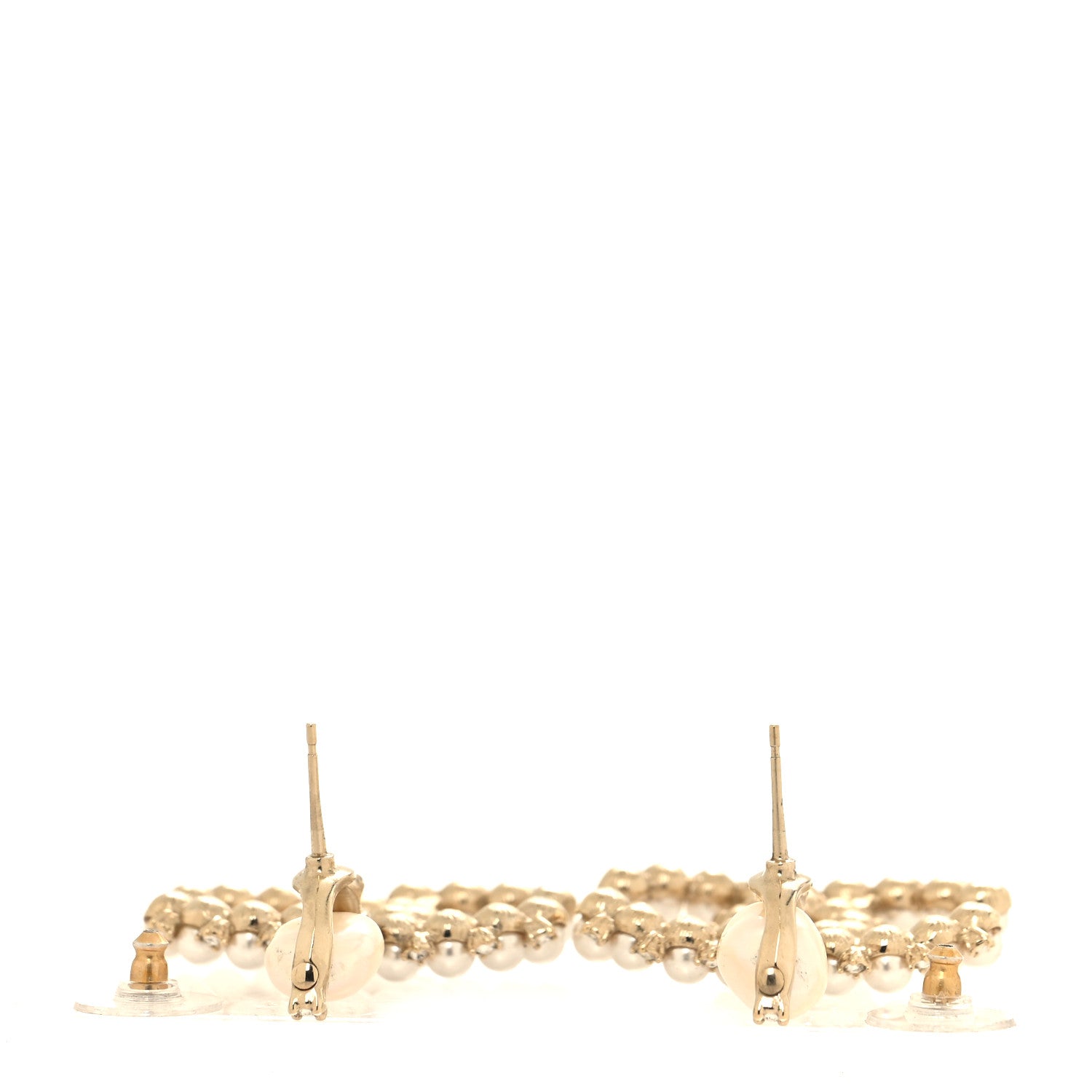 Chanel Crystal Pearl CC Earrings Gold 3 of 4