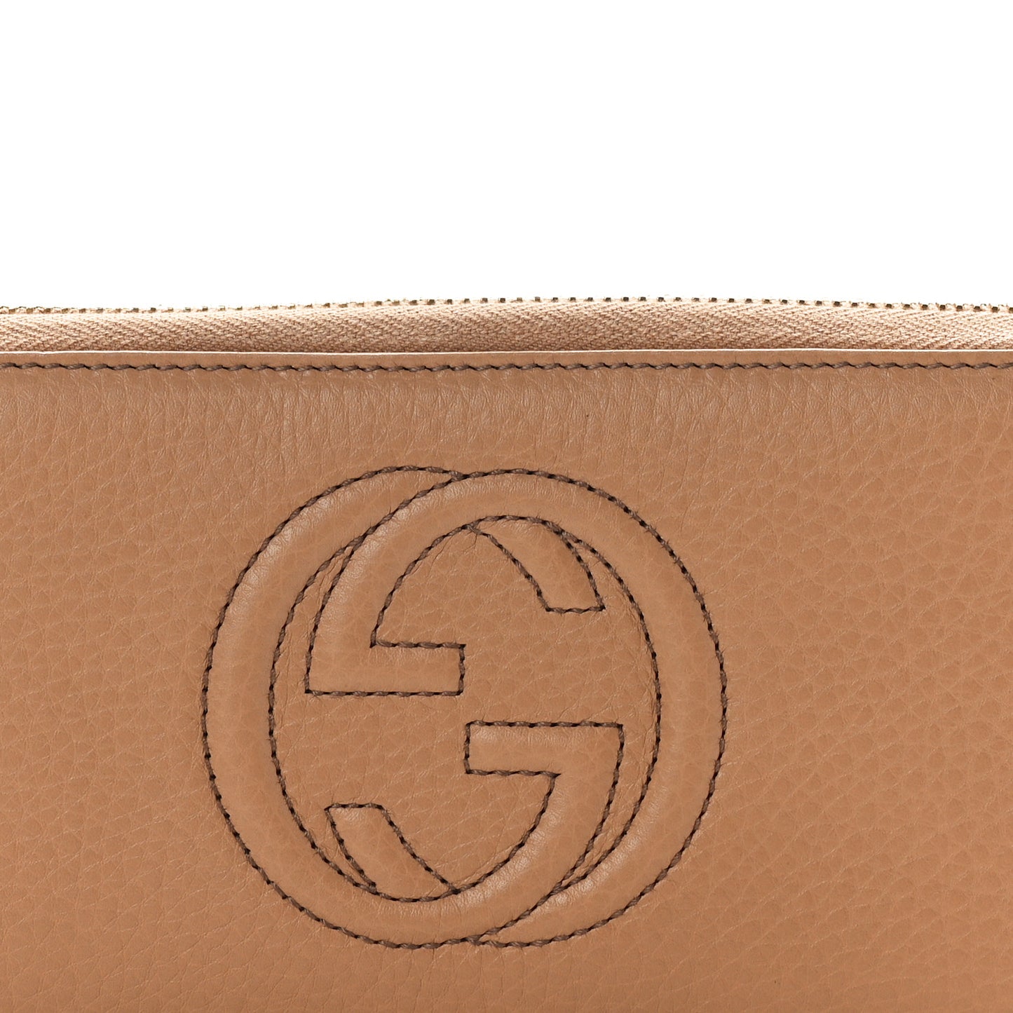 Pebbled Calfskin Soho Zip Around Wallet Camelia