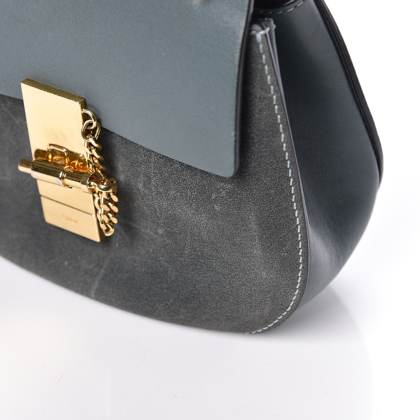 Suede Smooth Calfskin Mini Drew Shoulder Bag Cloudy Blue