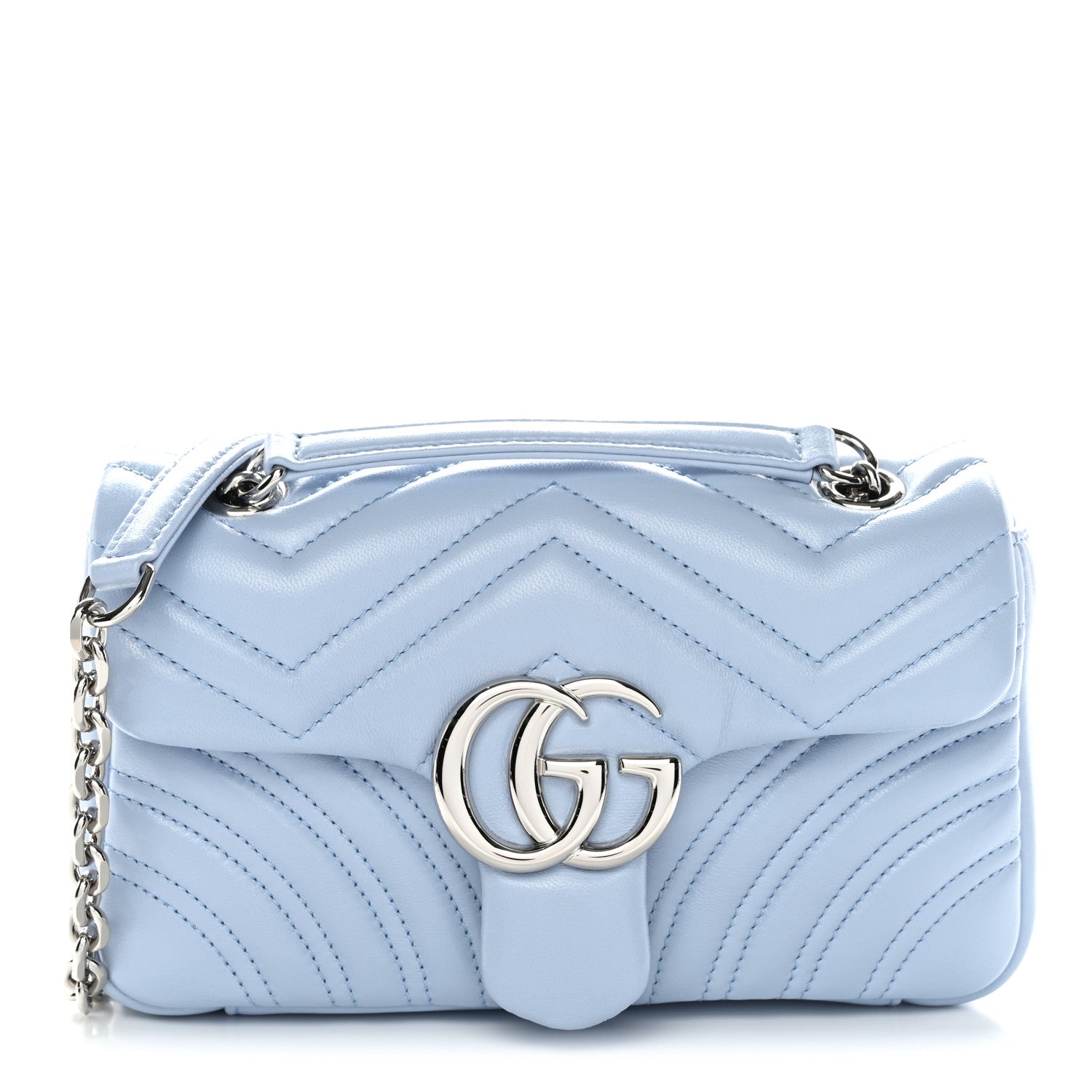 GUCCI GGキャンバス アクセサリーポーチ ライトブルー×ホワイト レザー GUCCI（グッチ） バッグ アクセサリーポーチ GGキャンバス ブラック