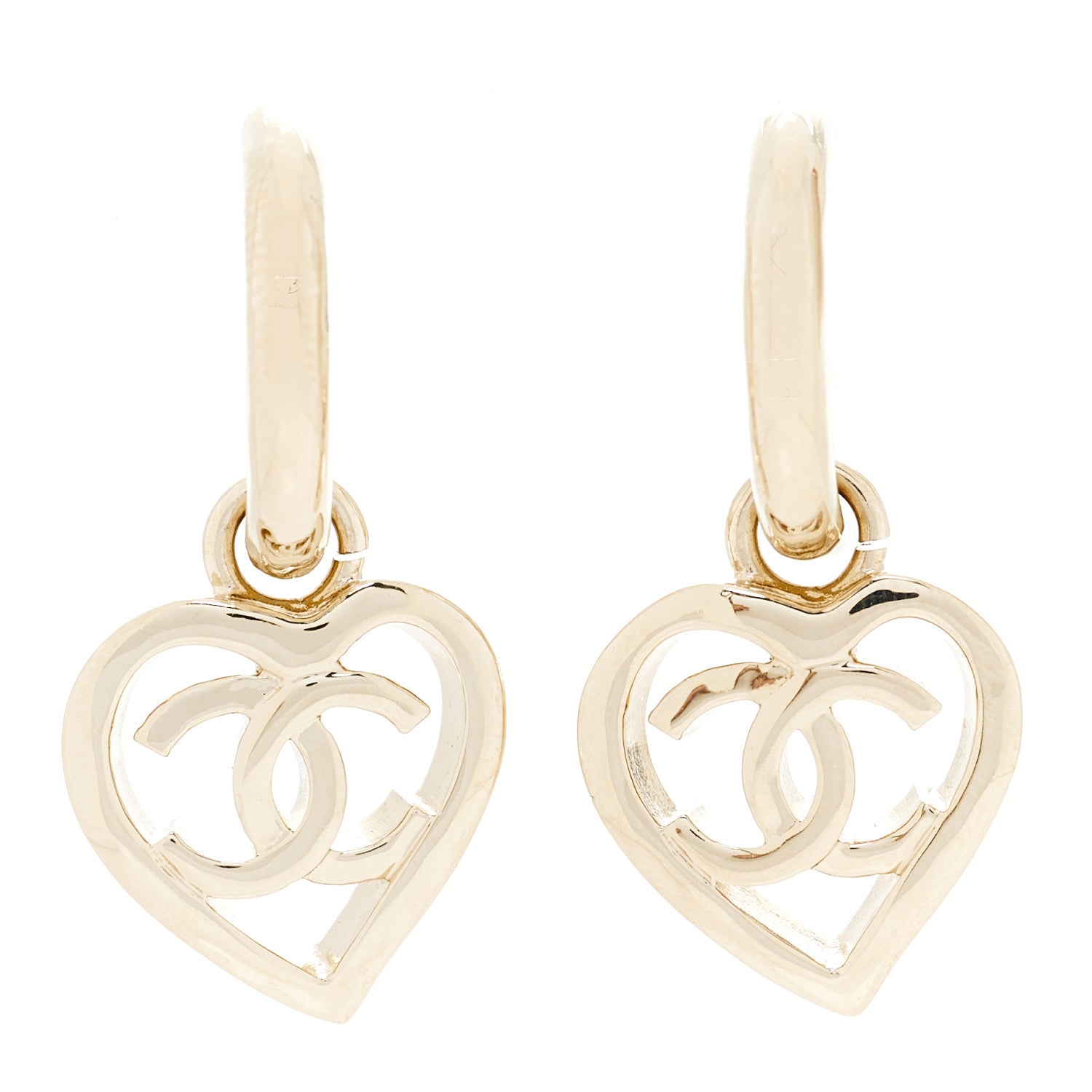 Chanel Metal CC Heart Coco In Love Drop Earrings Gold 1111117 ...