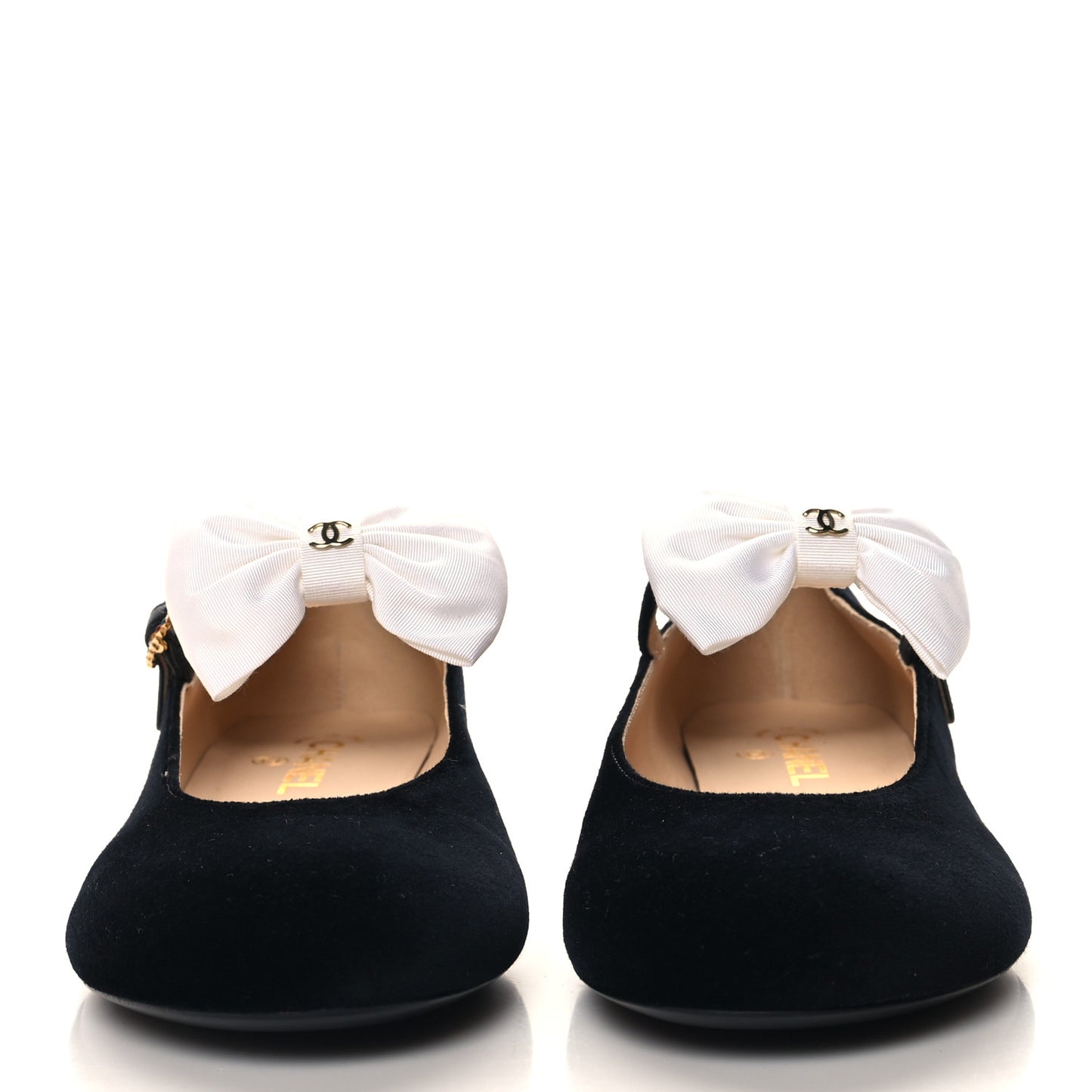 Velvet Grosgrain Bow Mary Jane Flats 40 Black White