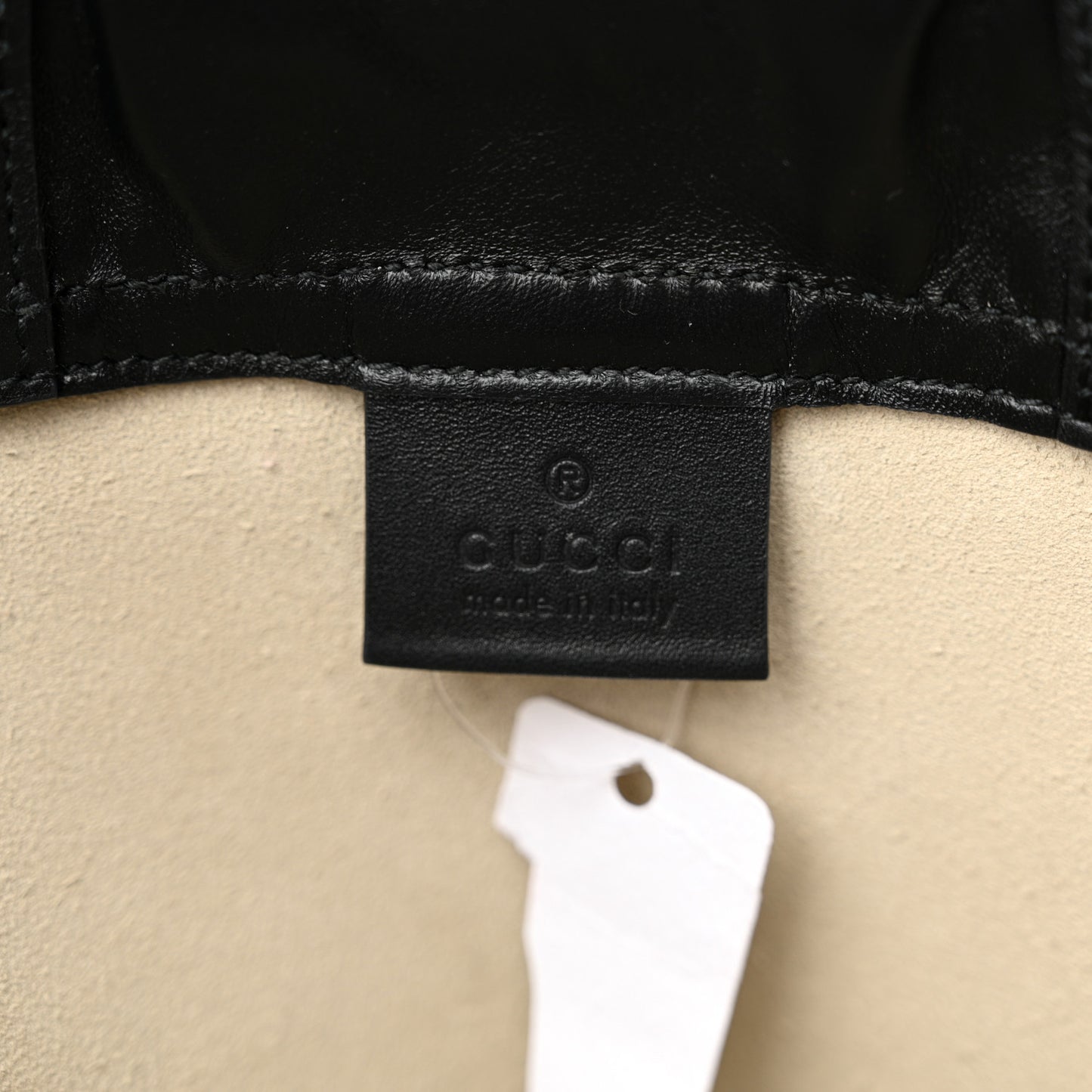 Calfskin Logo Drawstring Backpack Mystic White