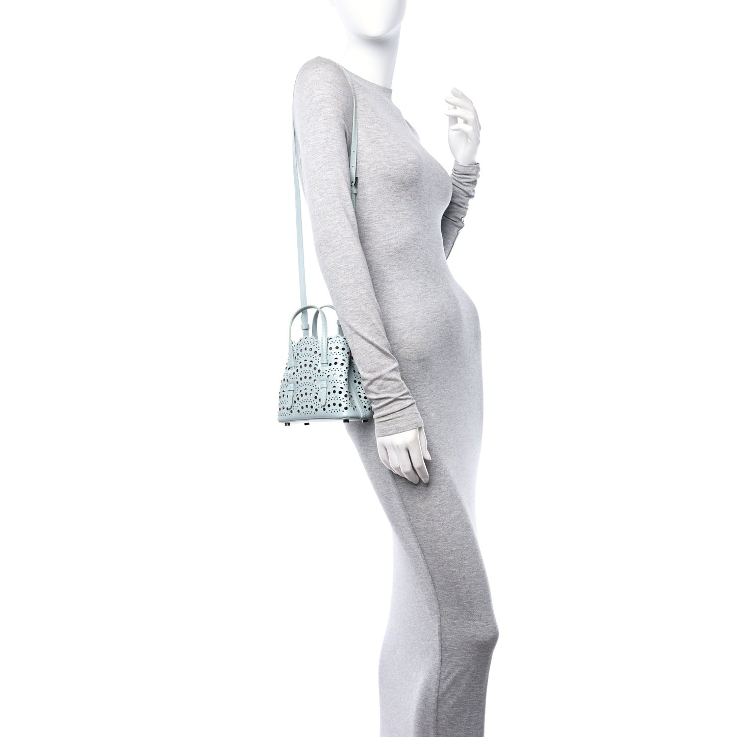 Calfskin Vienne Wave Mina 16 Bag Gris Vert