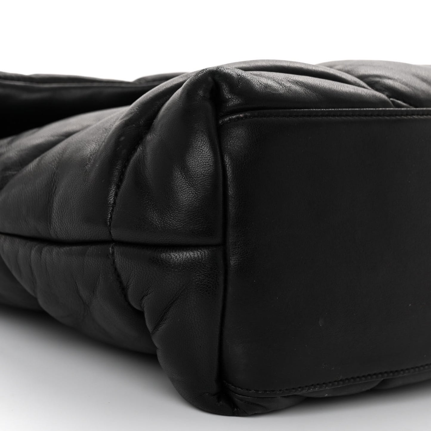Lambskin Quilted Monogram Monochrome Medium Loulou Puffer Chain Satchel Black