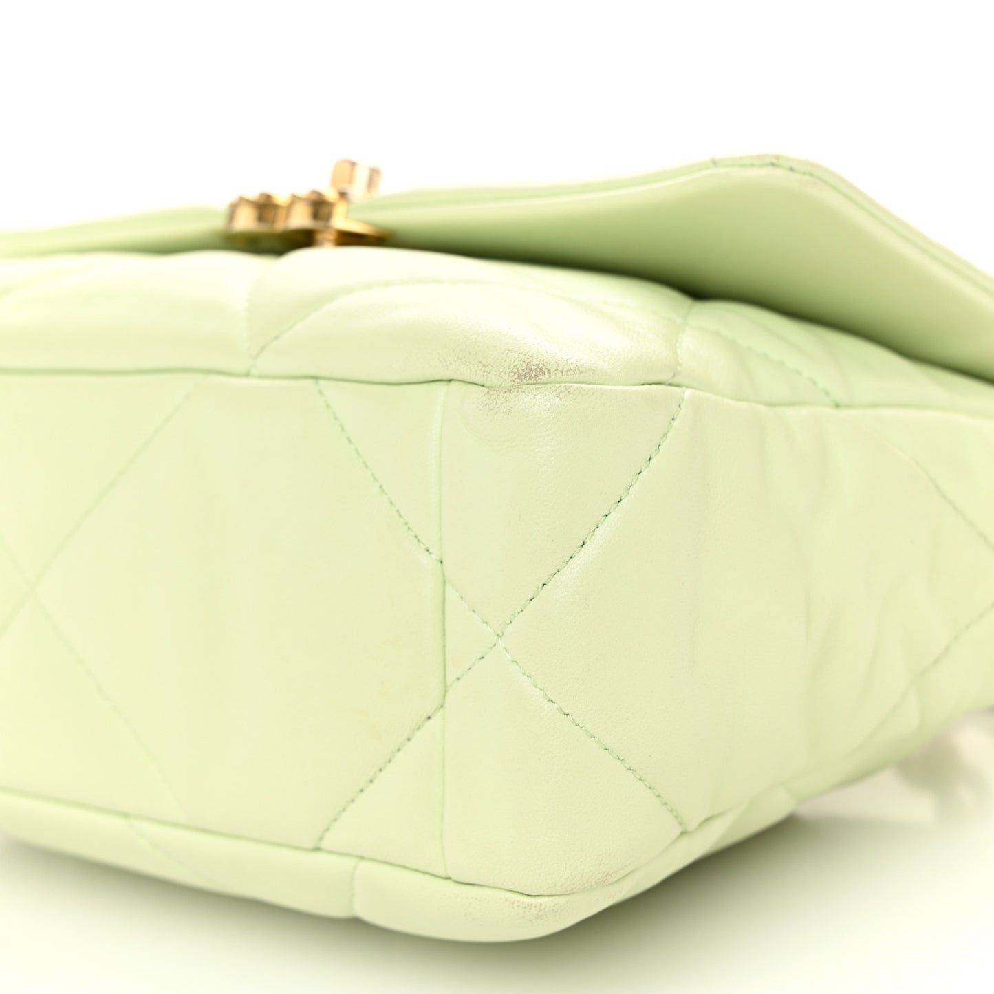 Lambskin Quilted Medium Chanel 19 Flap Light Green