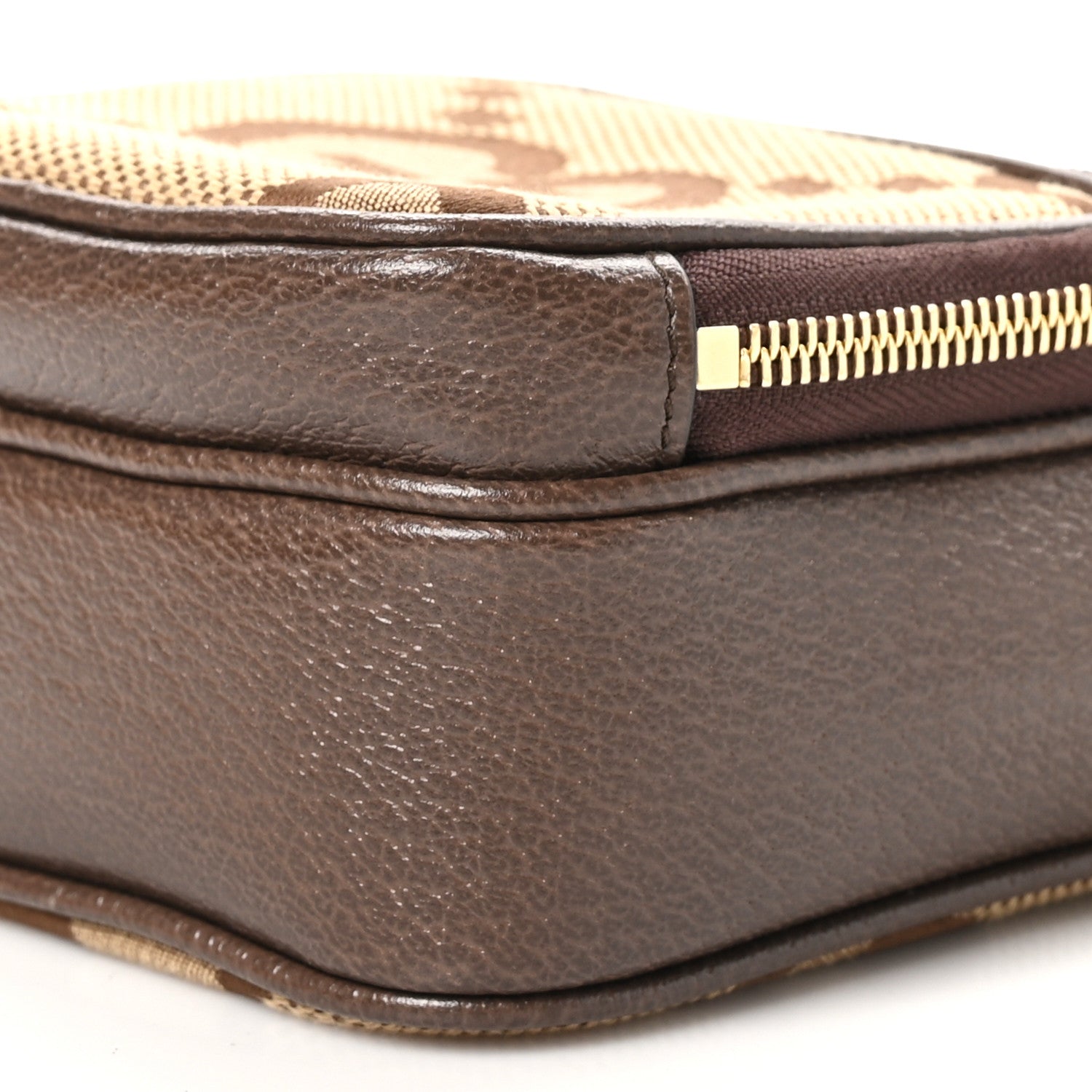 Gucci Monogram Jumbo GG Textured Dollar Calfskin Web Shoulder Bag Camel Ebony New Acero 11 of 12